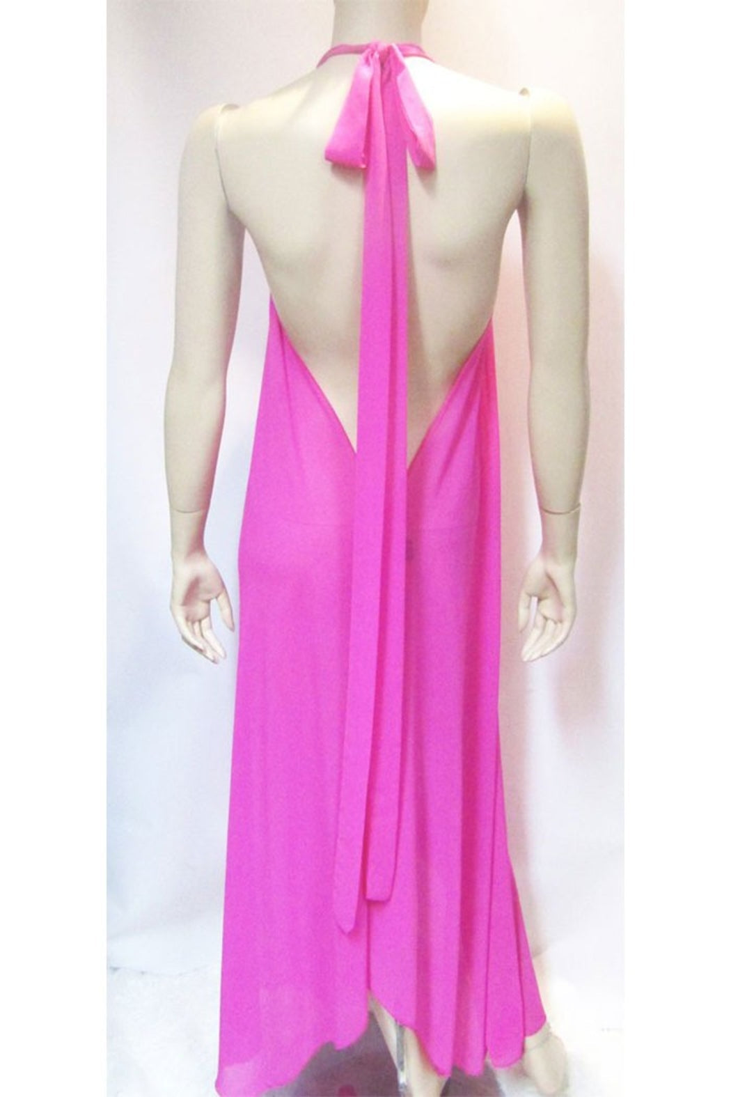 SHEER PINK HALTER DRESS