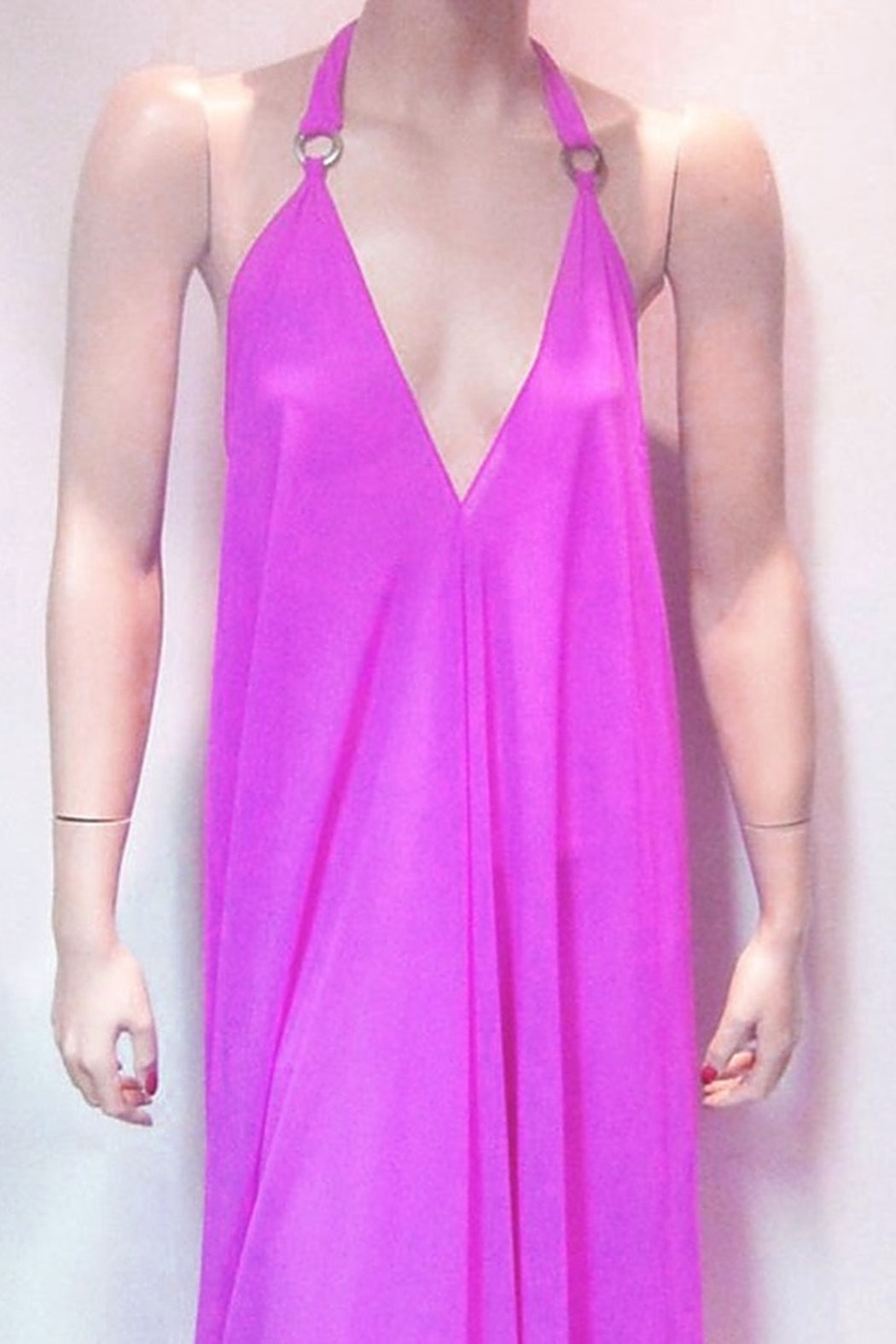 SHEER PURPLE HALTER DRESS