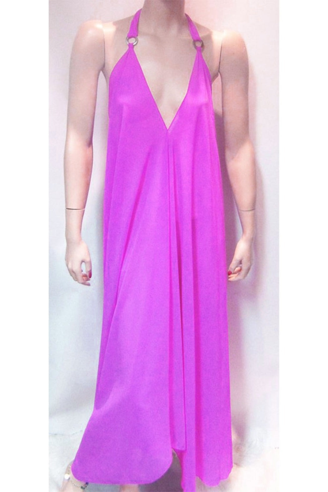 SHEER PURPLE HALTER DRESS