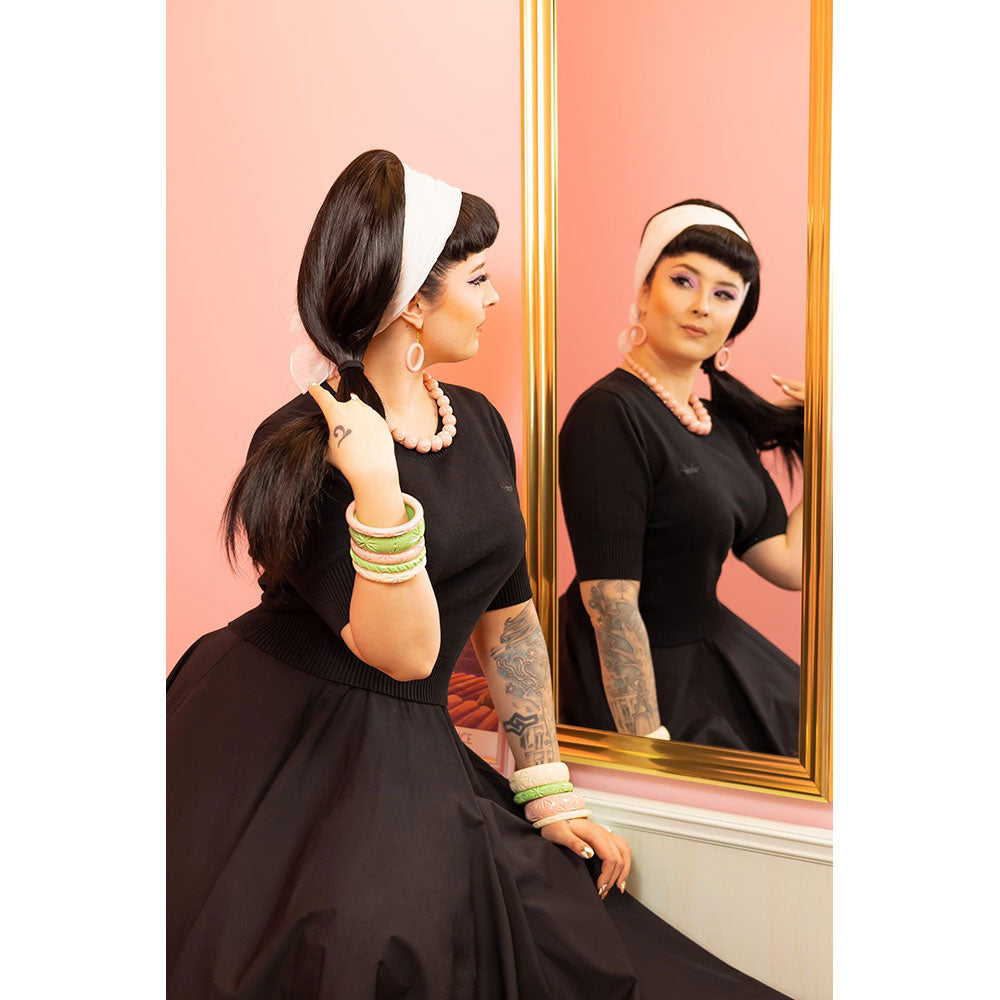 Shell Heavy Carve Drop Hoop Earrings by Splendette