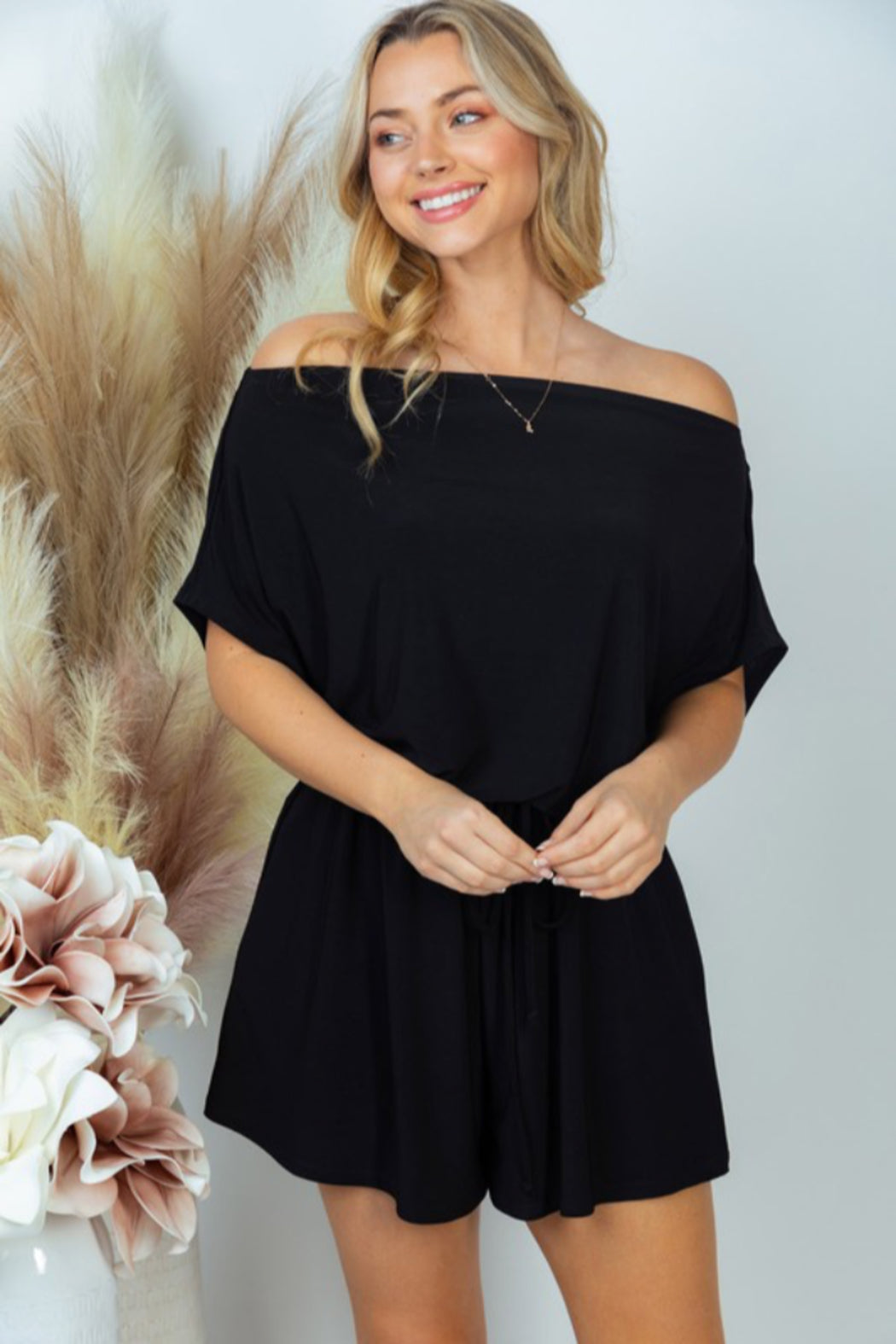 Short Sleeve Off Shoulder Romper