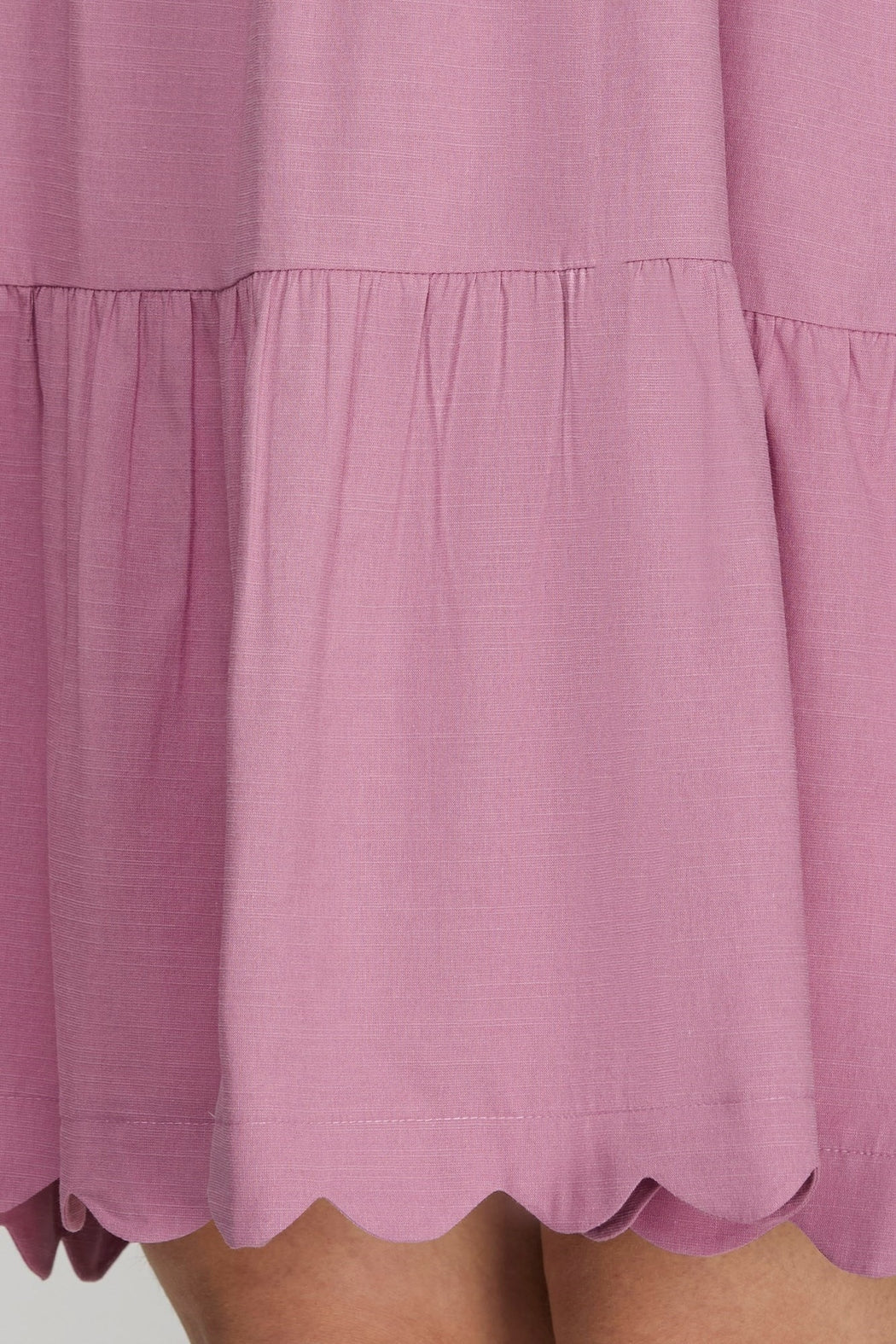 Short Sleeve Scallop Hem Mini Dress