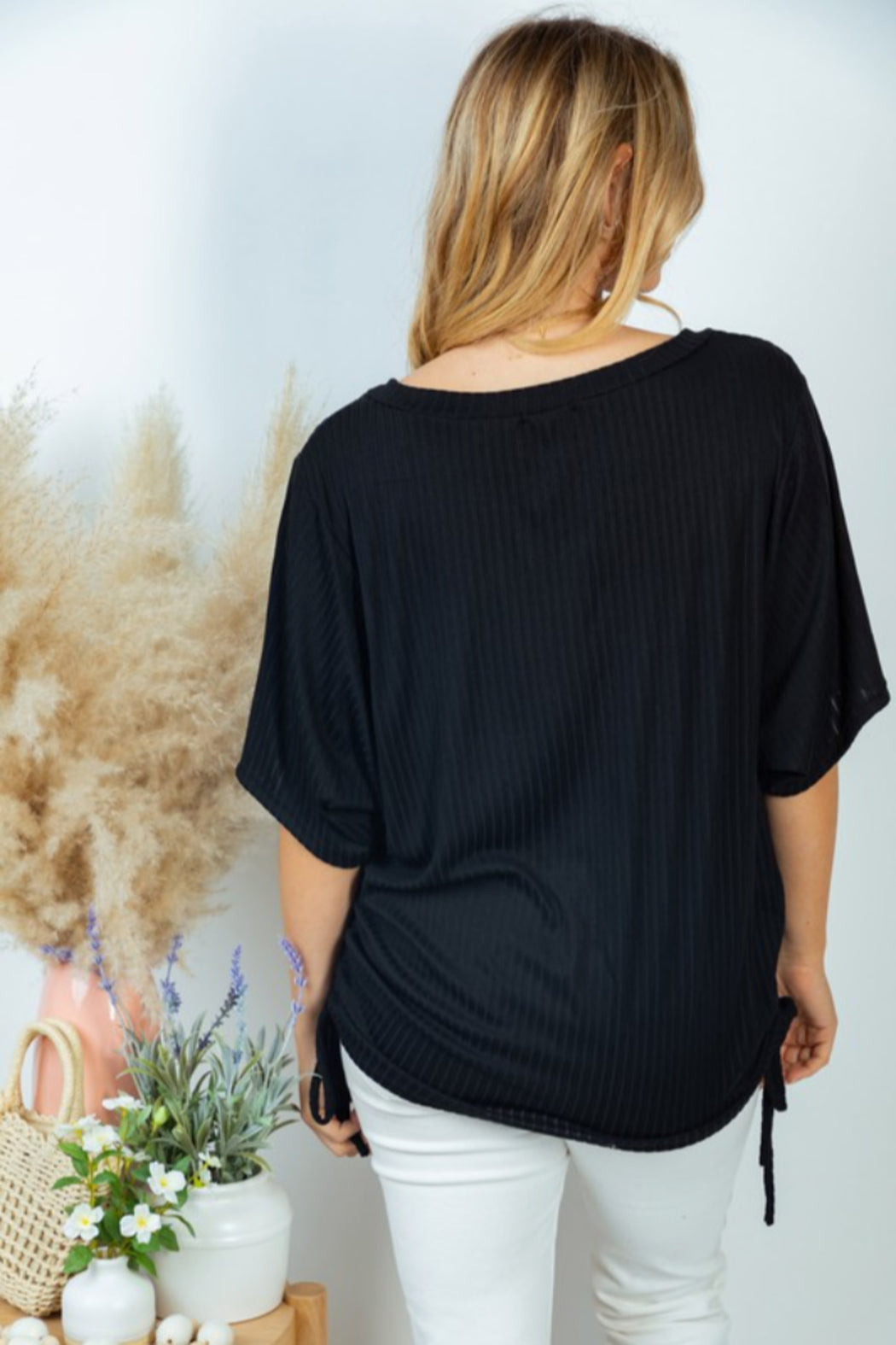 Short Sleeve Solid Knit Top