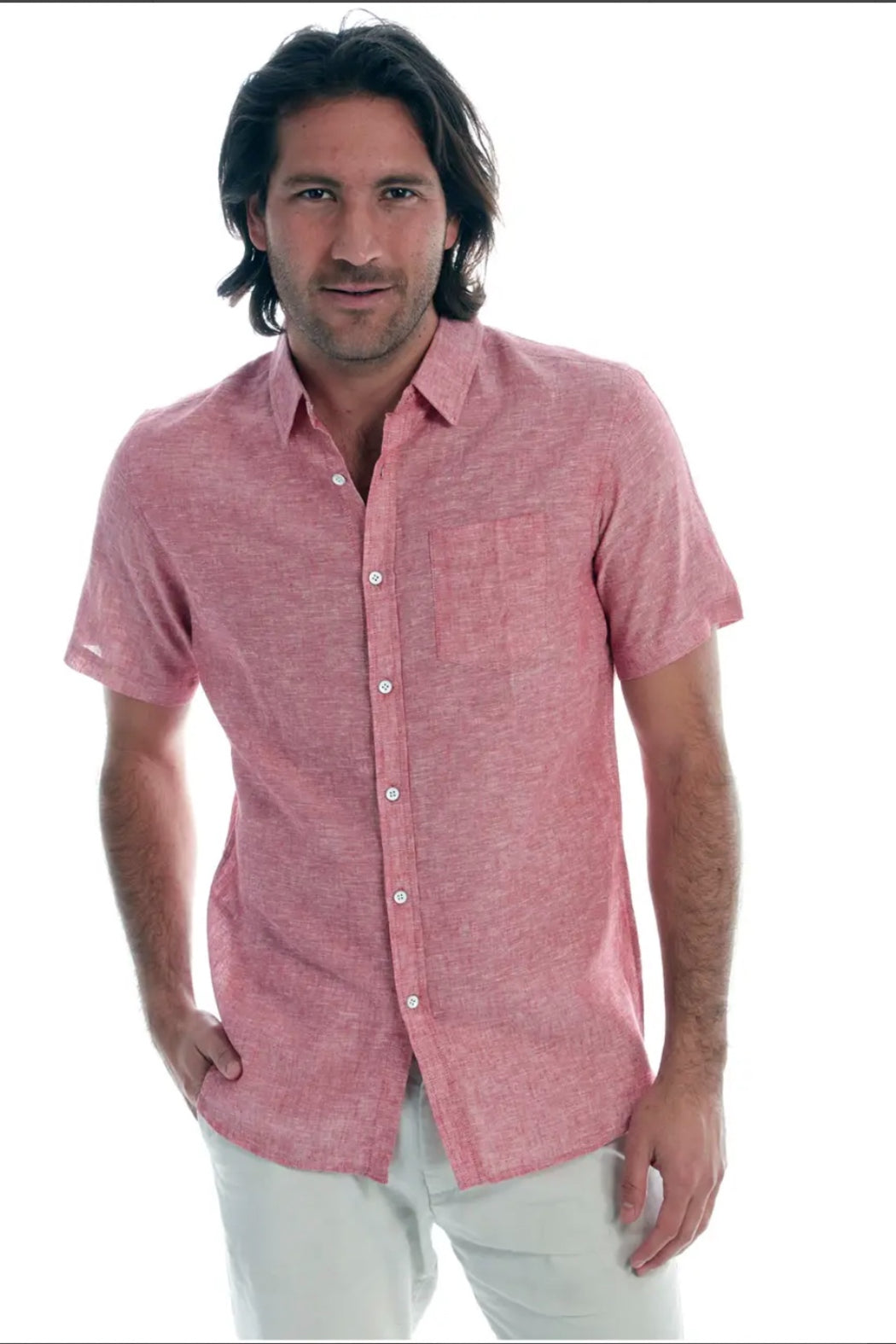 Short Sleeve Solid Linen Shirt