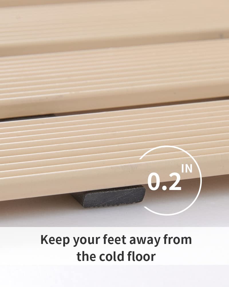 Shower-Mat Non Slip, PADOOR Heavy Duty Bathtub-Mat Curlable Quick Drain Sturdy Bath Tub Mat Without Suction Cups for Indoor Outdoor Use 17x26 Inch Black