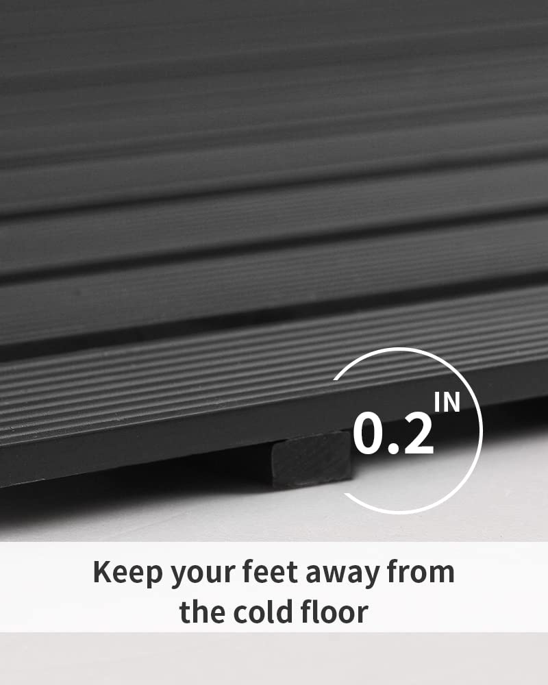 Shower-Mat Non Slip, PADOOR Heavy Duty Bathtub-Mat Curlable Quick Drain Sturdy Bath Tub Mat Without Suction Cups for Indoor Outdoor Use 17x26 Inch Black