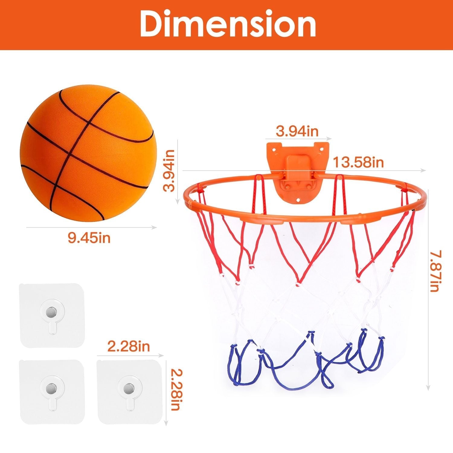 Silent Basketball with Ball Hoop Foam Bouncing Silent Basketball Uncoated High Density Foam Ball Indoor Low Noise Training Ball