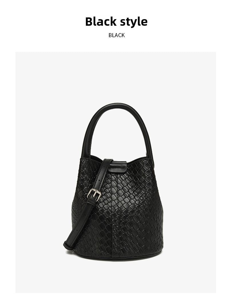 Simple niche woven pattern handbag bucket bag women's bag tide 2025 new senior sense shoulder bag crossbody bag