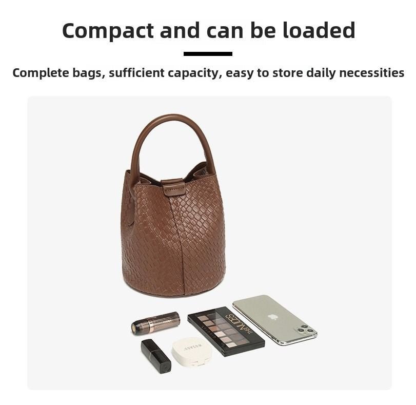 Simple niche woven pattern handbag bucket bag women's bag tide 2025 new senior sense shoulder bag crossbody bag