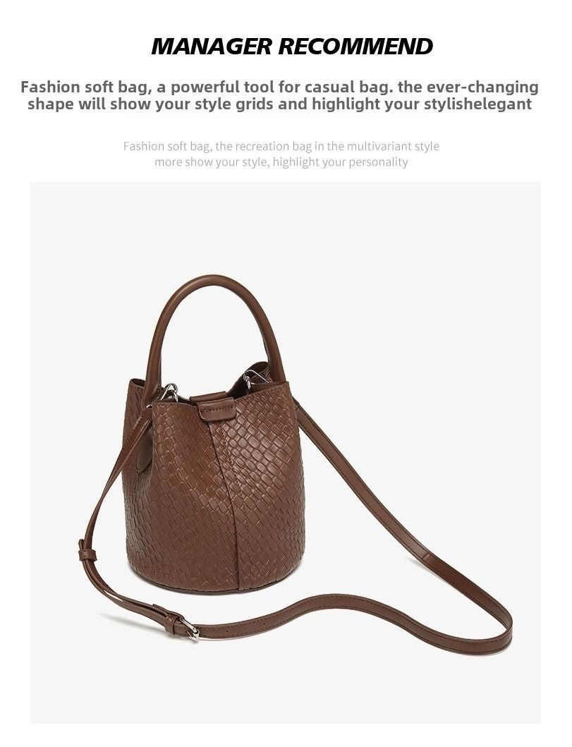 Simple niche woven pattern handbag bucket bag women's bag tide 2025 new senior sense shoulder bag crossbody bag