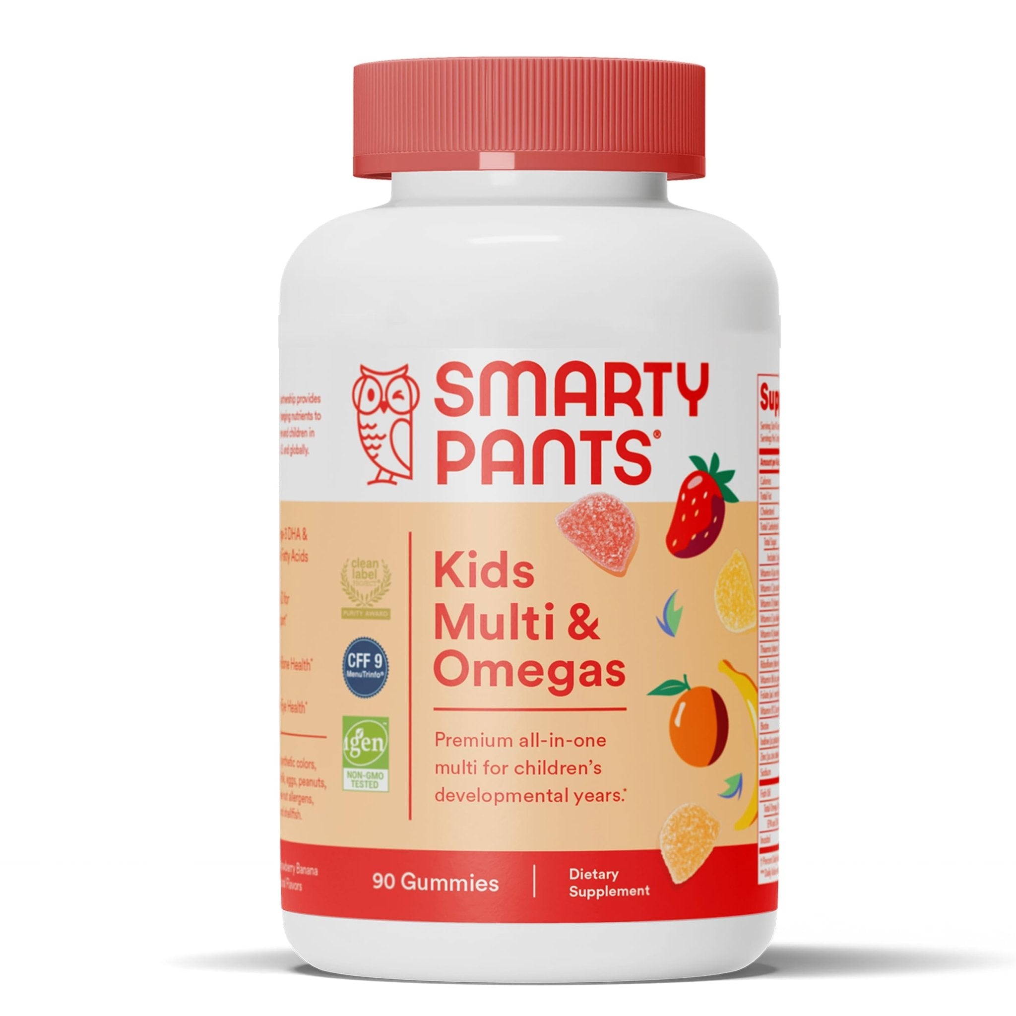 SmartyPants Kids Multivitamin Gummies: Omega 3 Fish Oil (EPA/DHA), Vitamin D3, C, Vitamin B12, B6, A, K & Zinc for Immune Support, Biotin, Gluten Free, Three Fruit Flavors, 120 Count (30 Day Supply)