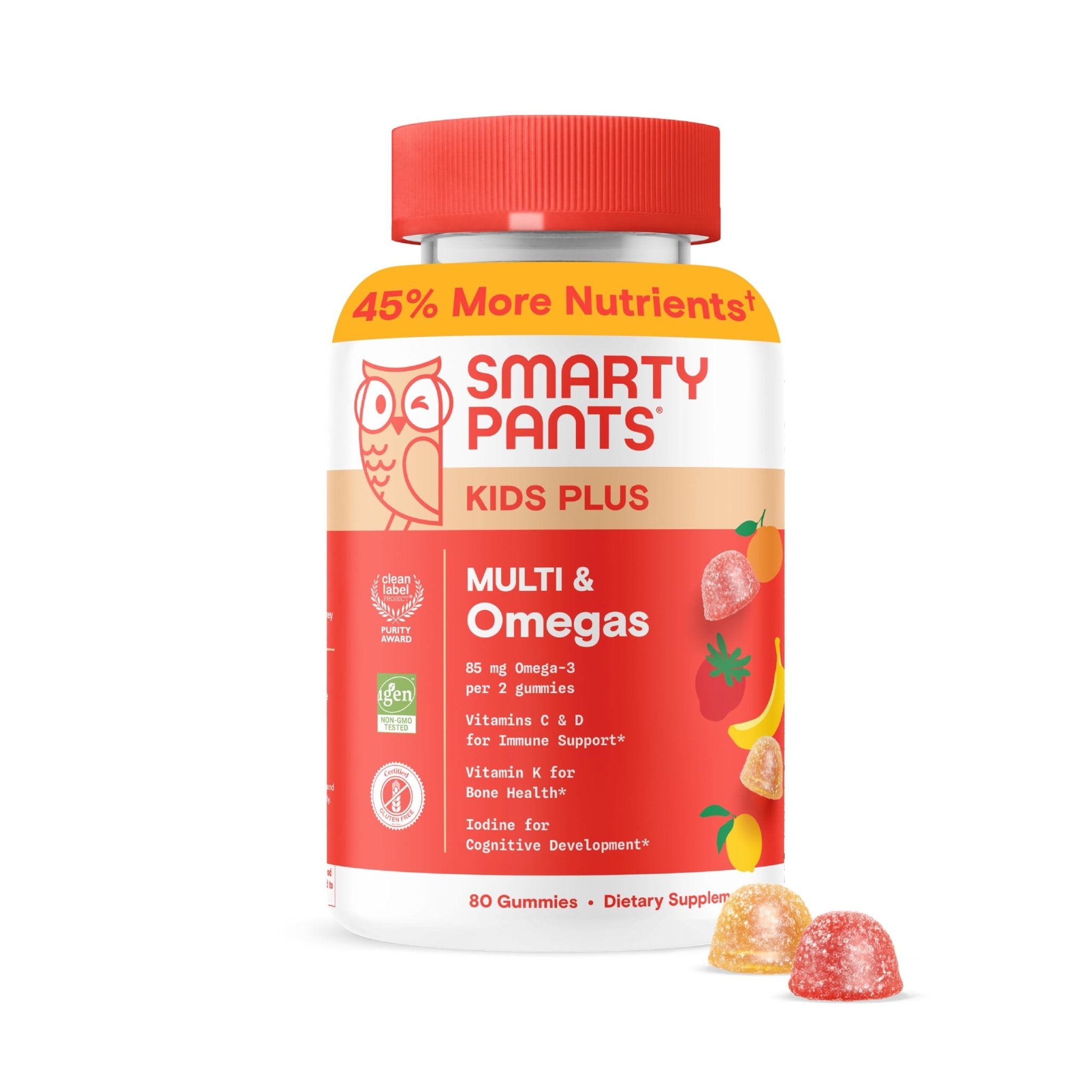 SmartyPants Kids Multivitamin Gummies: Omega 3 Fish Oil (EPA/DHA), Vitamin D3, C, Vitamin B12, B6, A, K & Zinc for Immune Support, Biotin, Gluten Free, Three Fruit Flavors, 120 Count (30 Day Supply)