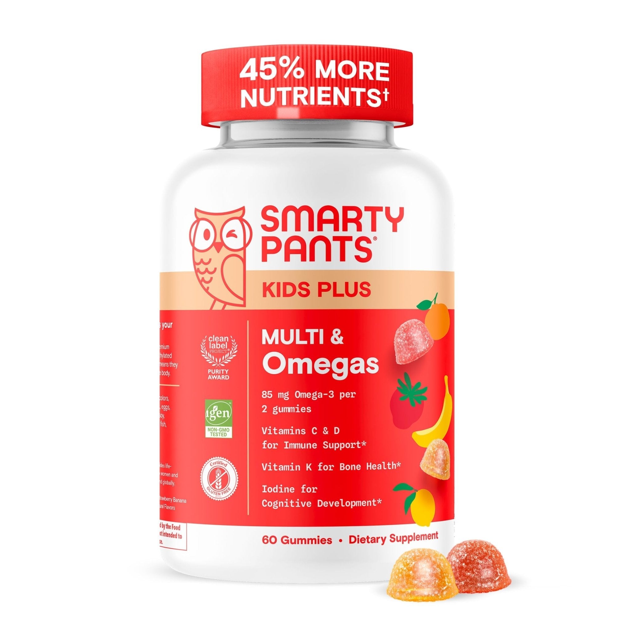 SmartyPants Kids Multivitamin Gummies: Omega 3 Fish Oil (EPA/DHA), Vitamin D3, C, Vitamin B12, B6, A, K & Zinc for Immune Support, Biotin, Gluten Free, Three Fruit Flavors, 120 Count (30 Day Supply)