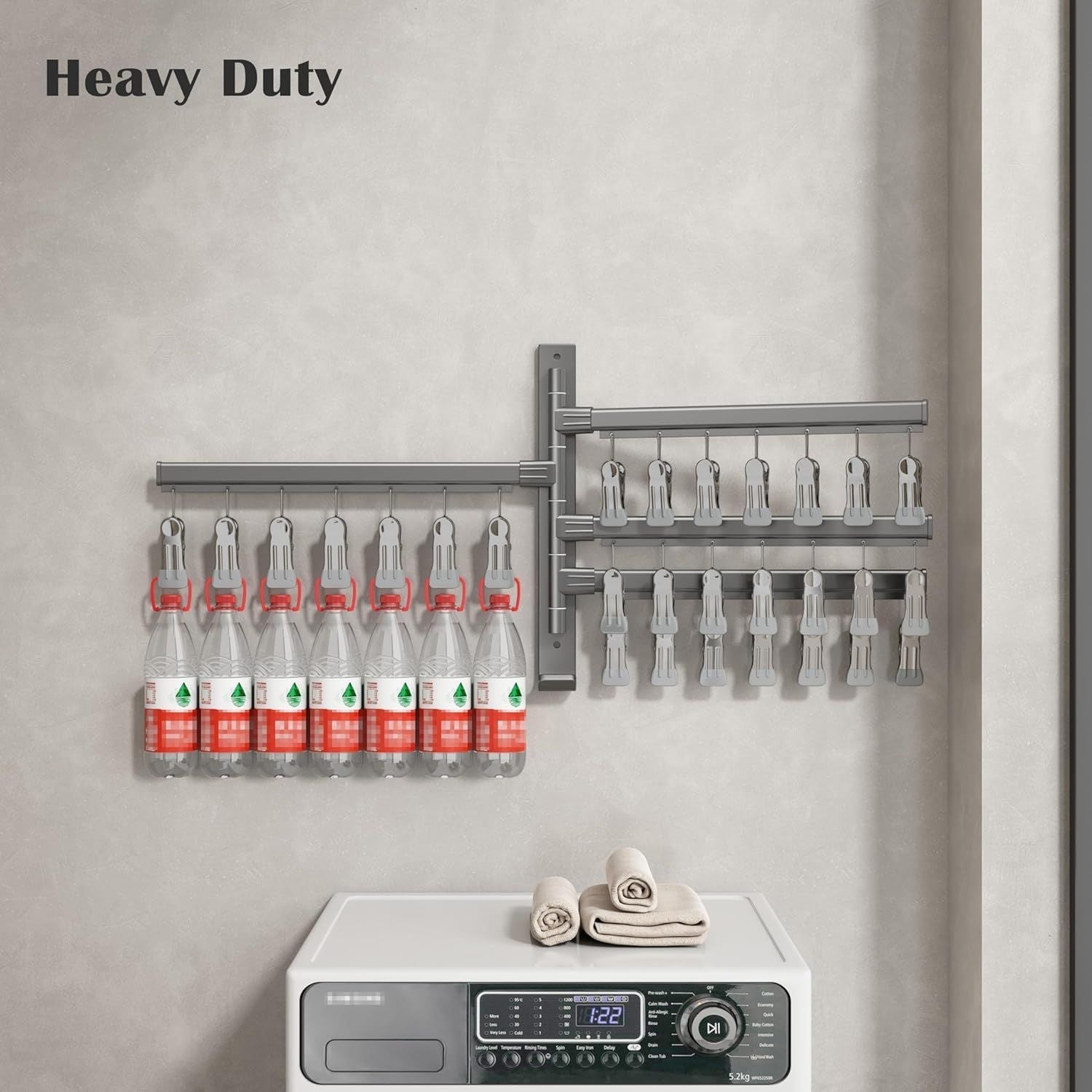 Sock Drying Rack Wall Mounted Rotate Drying Hangers with 28 Clips Laundry Rack for Bra Gloves Hat Baby Cloth Underwear