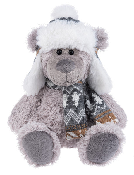 Wintry Warm Bear - 10 Inch - Grey