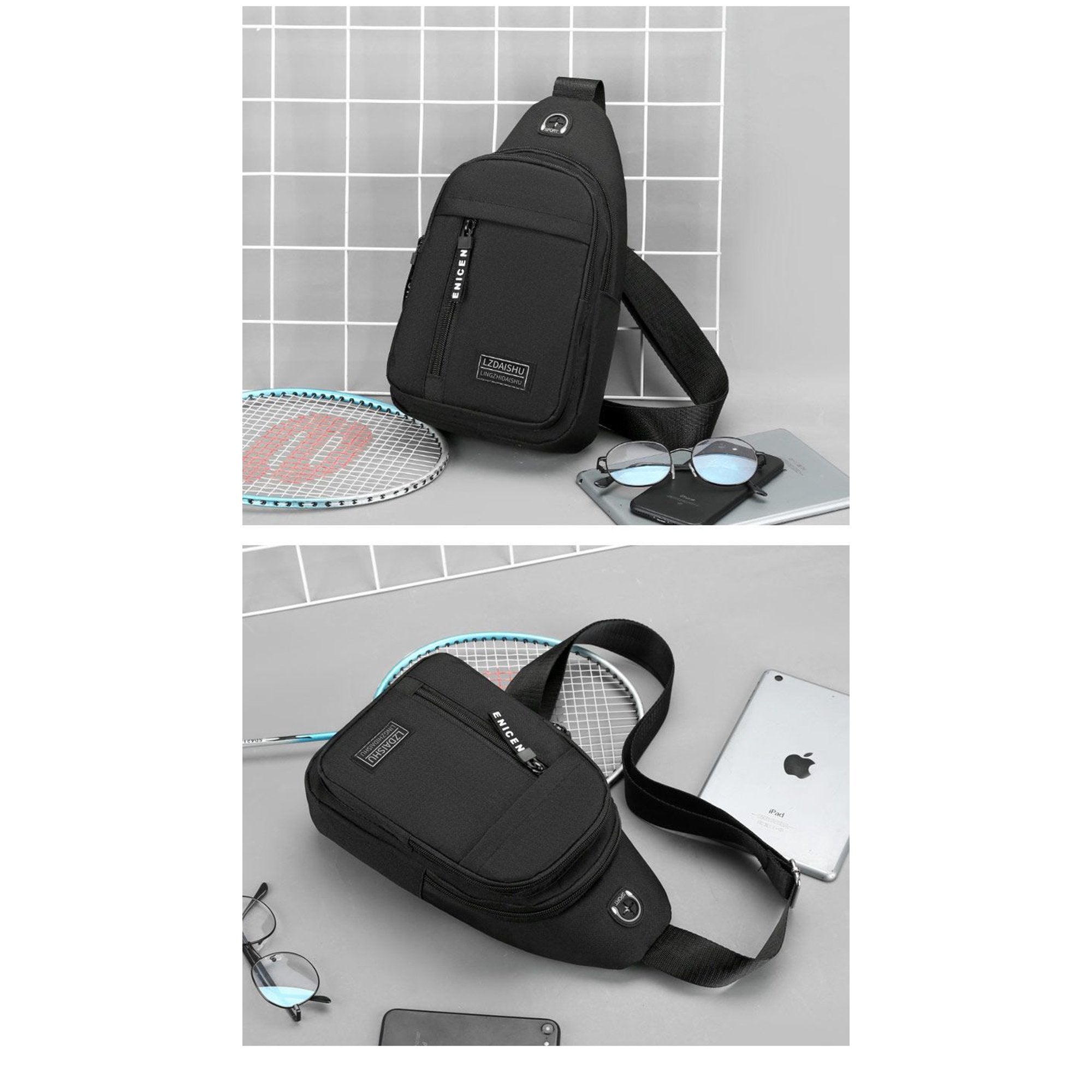 Strap Bag Crossbody Backpack with USB Hole Strap Backpack Trave Hiking Backpack Multipurpose Crossbody Chest Bags