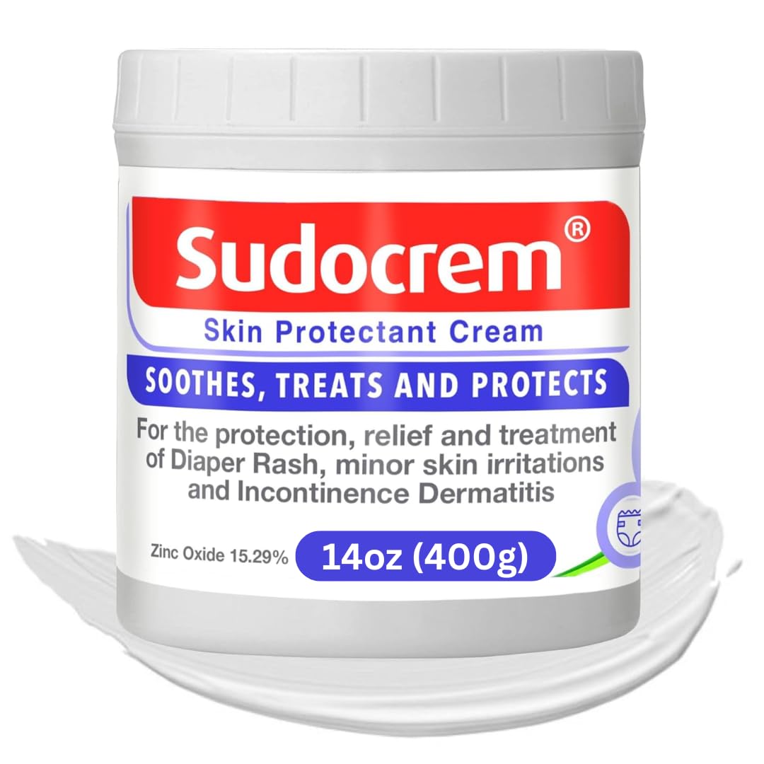 Sudocrem Diaper Rash Cream Soothes, Treats and Protects Baby's Skin, Triple Action Formula Helps Prevent Diaper Rash, 15.29% Zinc Oxide - 4.4oz (125g)