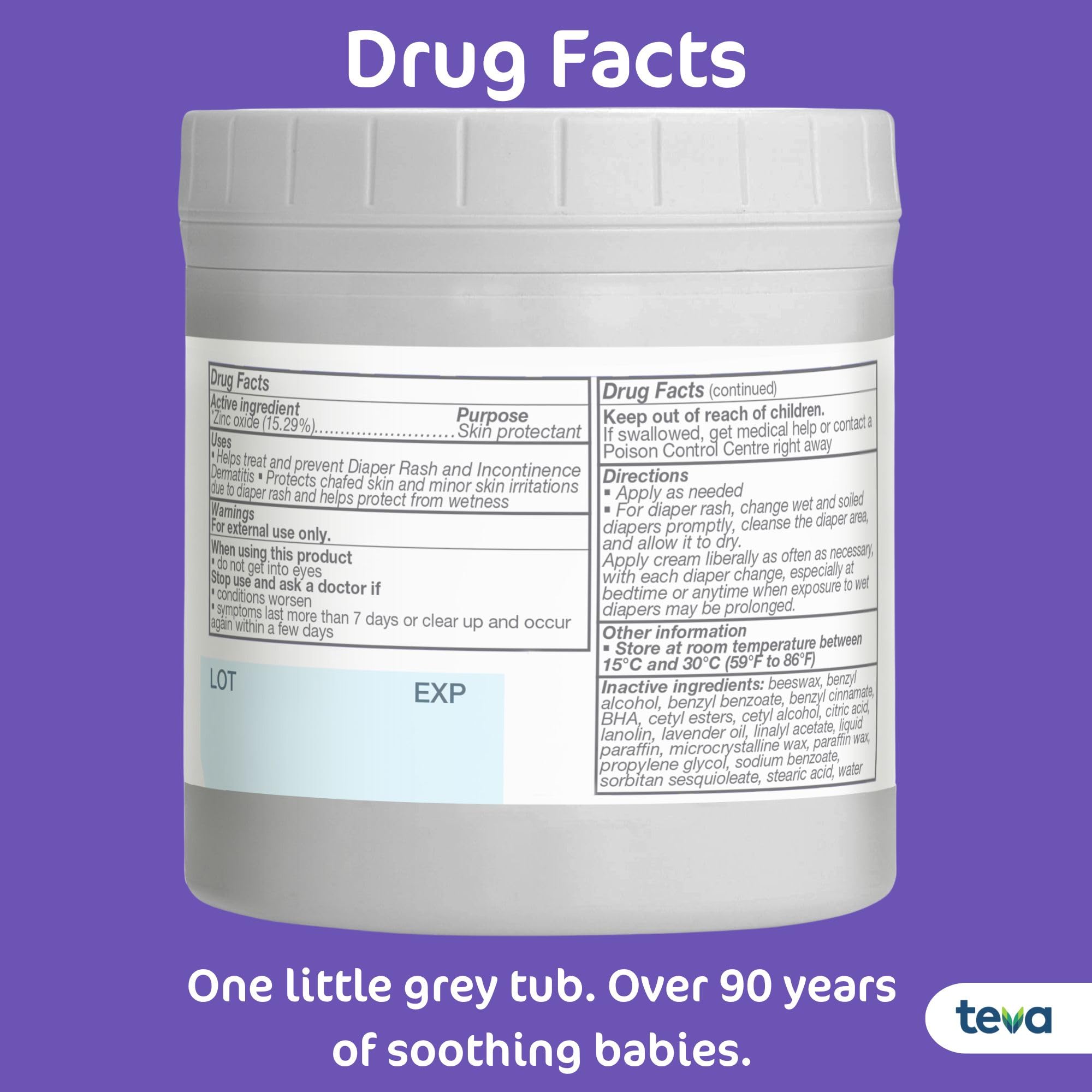 Sudocrem Diaper Rash Cream Soothes, Treats and Protects Baby's Skin, Triple Action Formula Helps Prevent Diaper Rash, 15.29% Zinc Oxide - 4.4oz (125g)