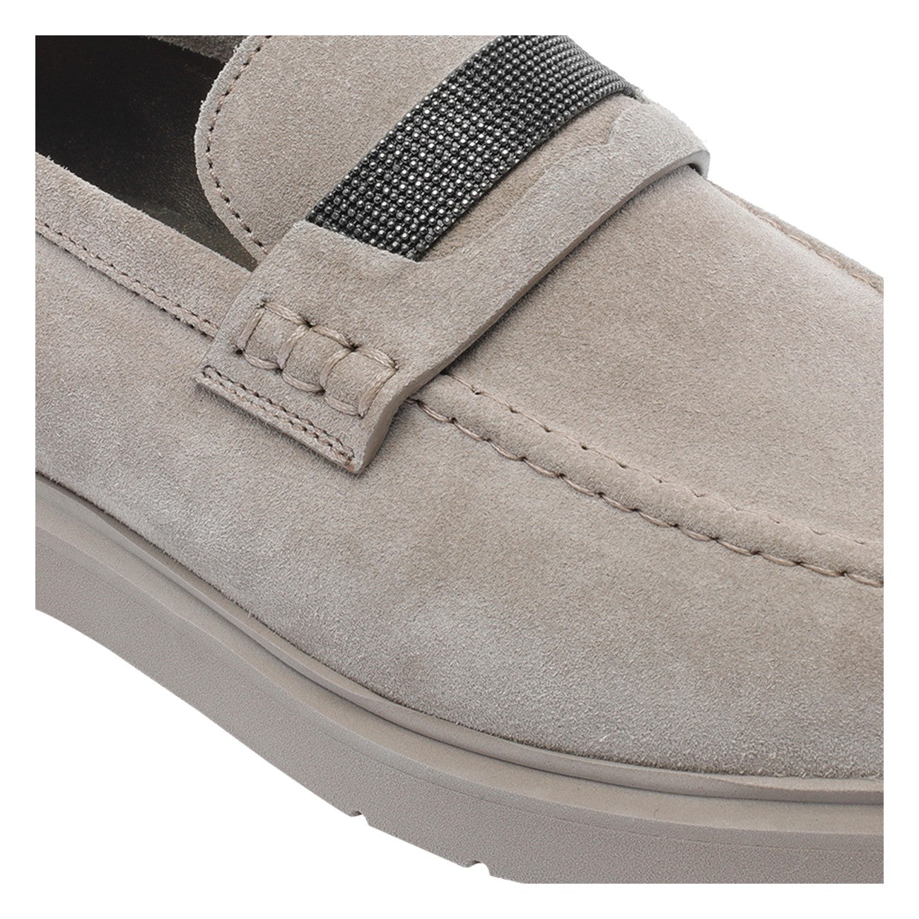 Brunello Cucinelli Women Suede Penny Loafers With Monile