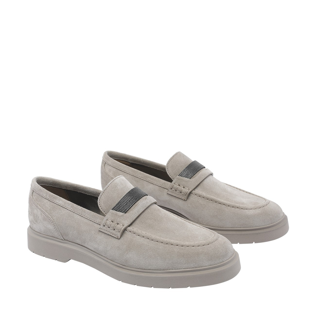 Brunello Cucinelli Women Suede Penny Loafers With Monile