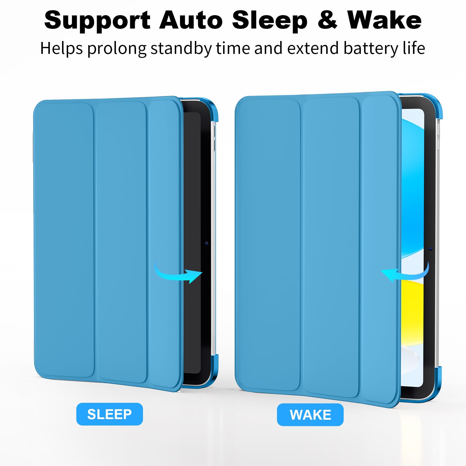 SUPFINE for iPad (A16) 11th Generation Case 11 inch 2025 & iPad 10th Generation Case 10.9 inch 2022, Slim Stand Hard PC Translucent Back Shell Cover (Support Touch ID, Auto Wake/Sleep), Black