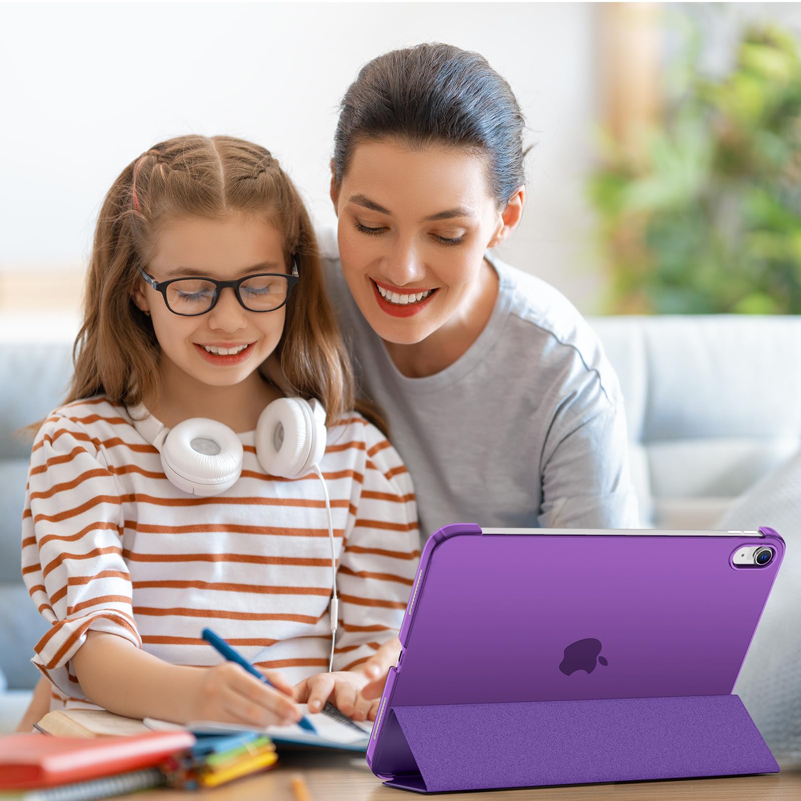 SUPFINE for iPad (A16) 11th Generation Case 11 inch 2025 & iPad 10th Generation Case 10.9 inch 2022, Slim Stand Hard PC Translucent Back Shell Cover (Support Touch ID, Auto Wake/Sleep), Black