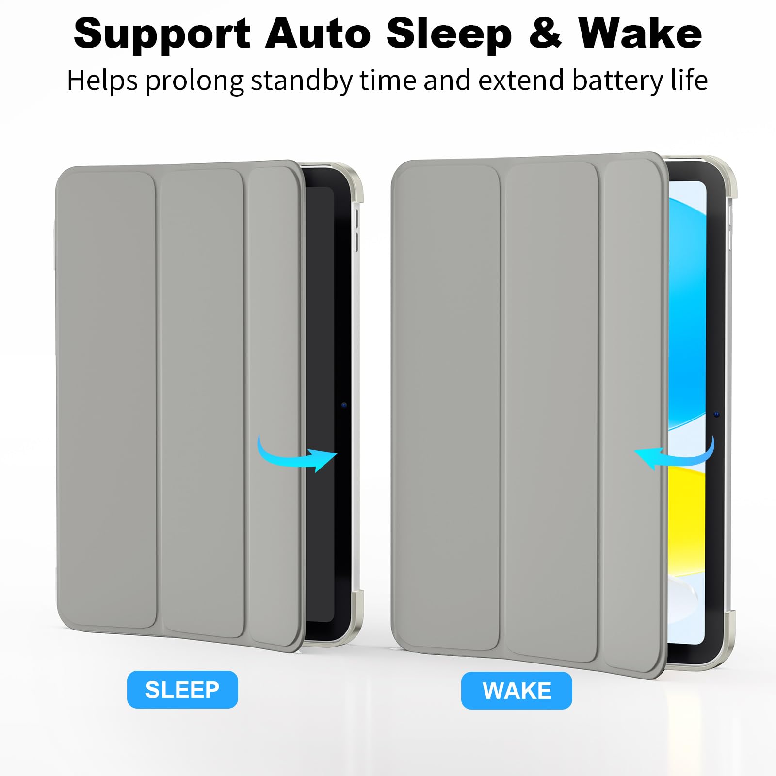 SUPFINE for iPad (A16) 11th Generation Case 11 inch 2025 & iPad 10th Generation Case 10.9 inch 2022, Slim Stand Hard PC Translucent Back Shell Cover (Support Touch ID, Auto Wake/Sleep), Black