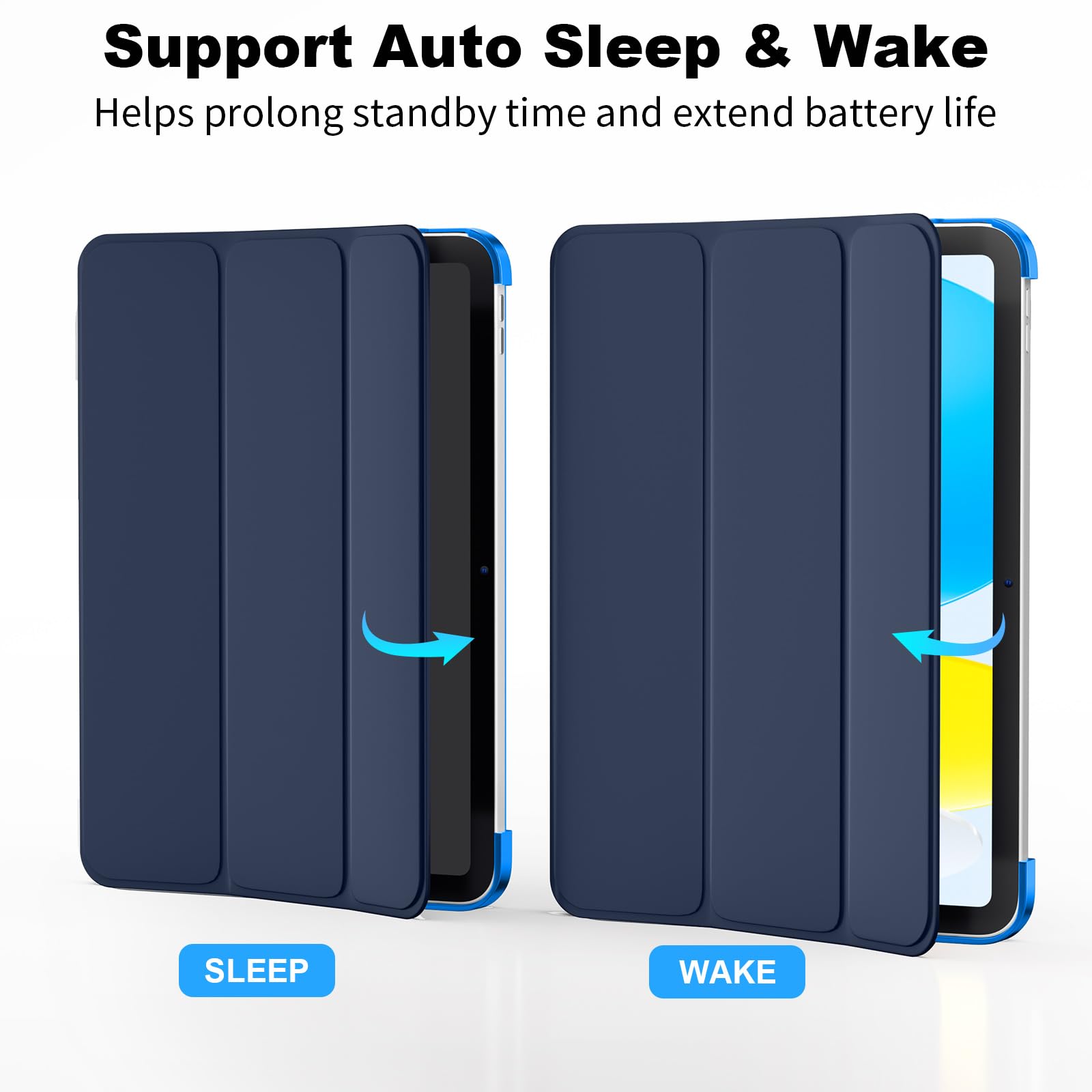 SUPFINE for iPad (A16) 11th Generation Case 11 inch 2025 & iPad 10th Generation Case 10.9 inch 2022, Slim Stand Hard PC Translucent Back Shell Cover (Support Touch ID, Auto Wake/Sleep), Black