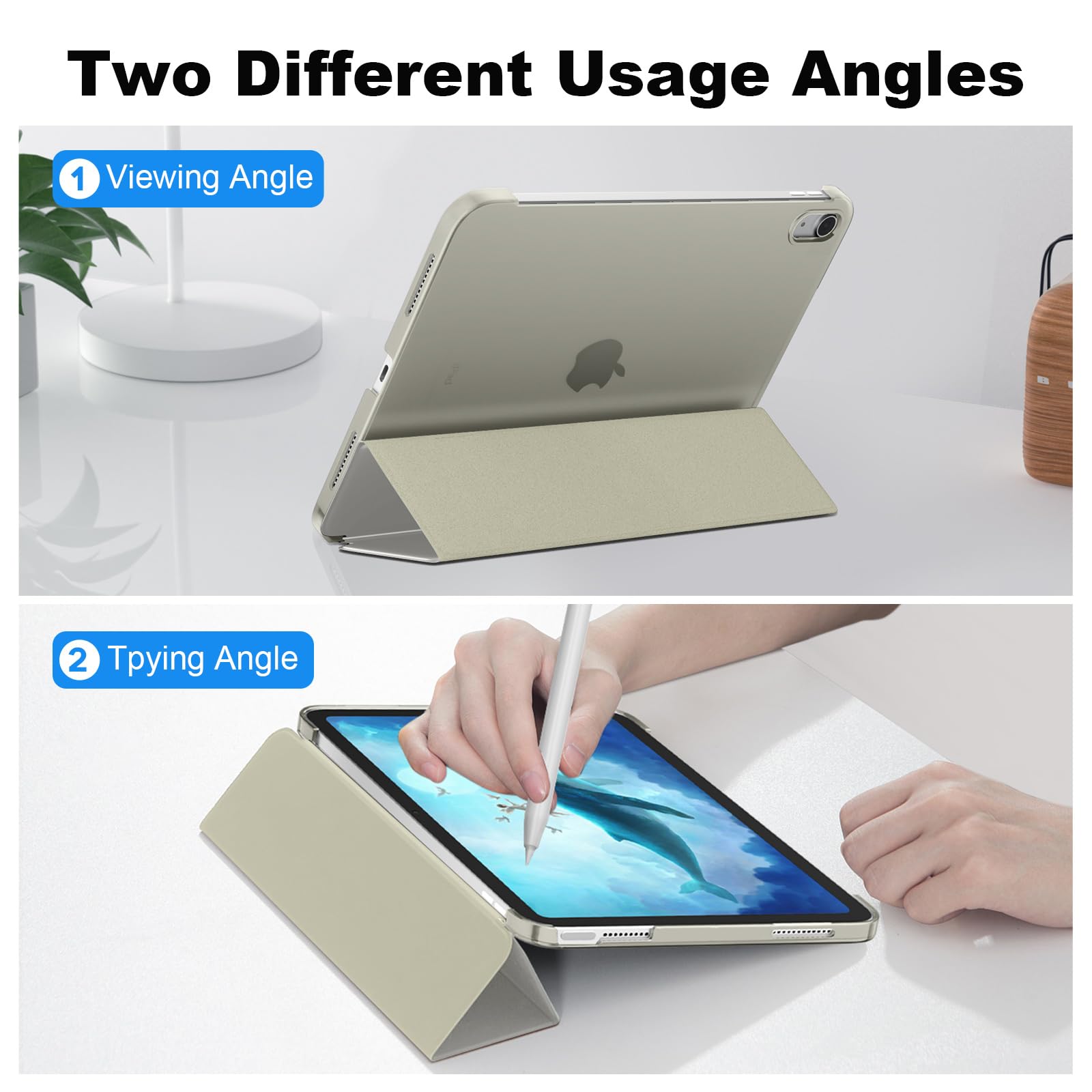 SUPFINE for iPad (A16) 11th Generation Case 11 inch 2025 & iPad 10th Generation Case 10.9 inch 2022, Slim Stand Hard PC Translucent Back Shell Cover (Support Touch ID, Auto Wake/Sleep), Black