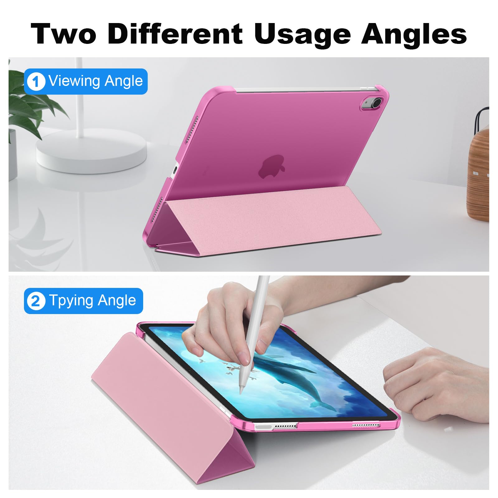 SUPFINE for iPad (A16) 11th Generation Case 11 inch 2025 & iPad 10th Generation Case 10.9 inch 2022, Slim Stand Hard PC Translucent Back Shell Cover (Support Touch ID, Auto Wake/Sleep), Black