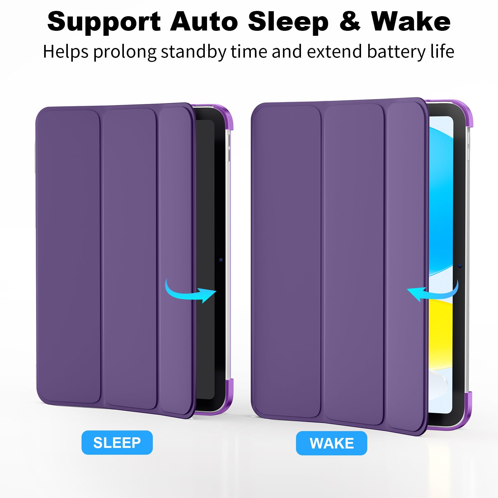 SUPFINE for iPad (A16) 11th Generation Case 11 inch 2025 & iPad 10th Generation Case 10.9 inch 2022, Slim Stand Hard PC Translucent Back Shell Cover (Support Touch ID, Auto Wake/Sleep), Black