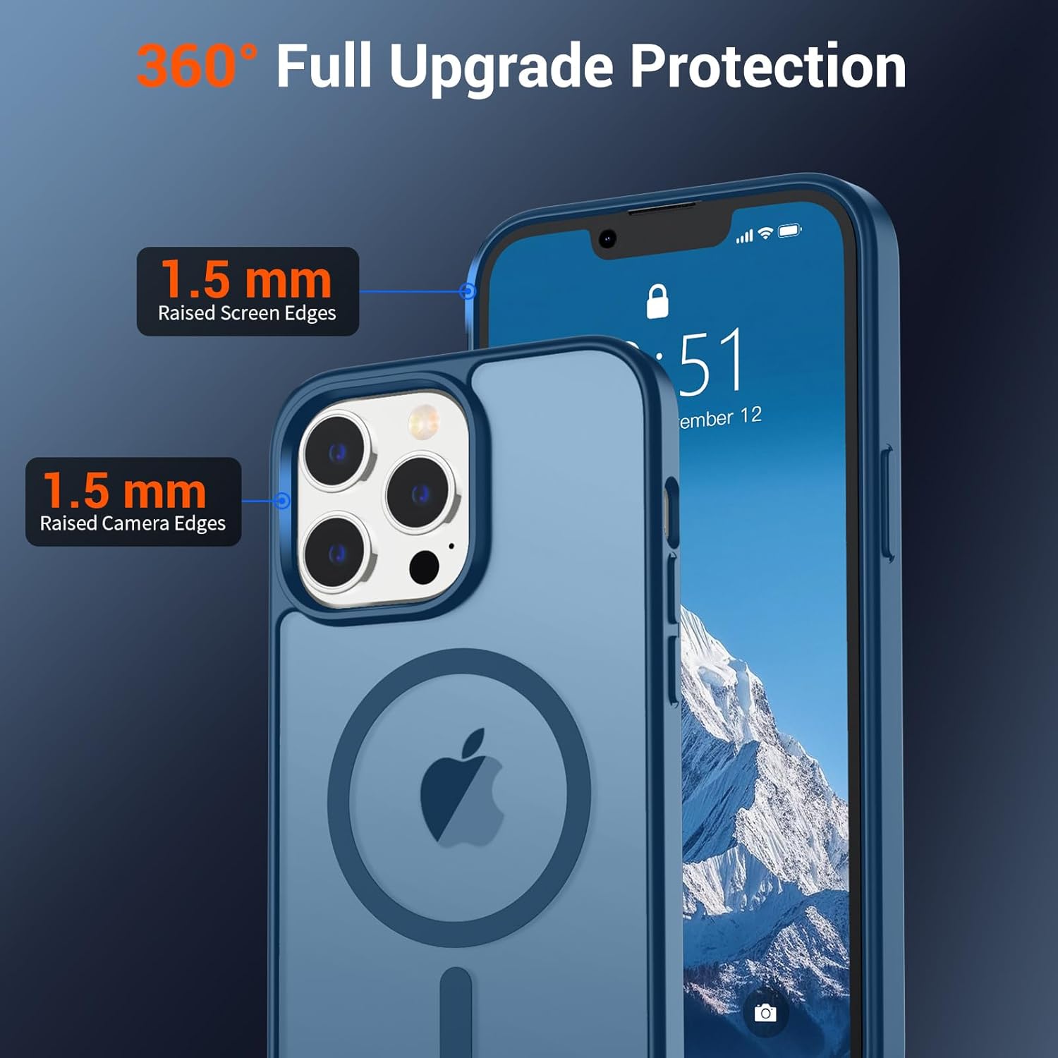SUPFINE Magnetic for iPhone 13 Pro Case (Compatible with MagSafe) (Military Grade Drop Protection) Slim Translucent Matte Shockproof with Anti-Fingerprint Phone Case,Deep Blue