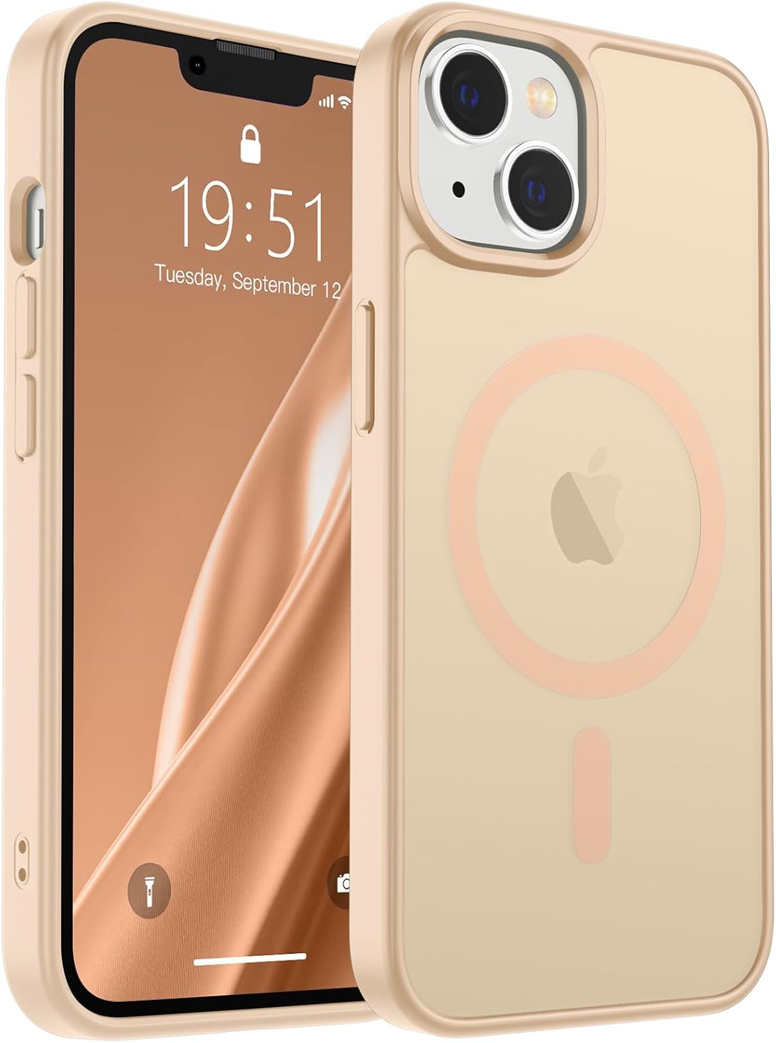 SUPFINE Magnetic for iPhone 14 Case & iPhone 13 Case (Compatible with MagSafe) (Military Grade Drop Protection) Slim Translucent Matte Shockproof Phone Cover,Sand Pink