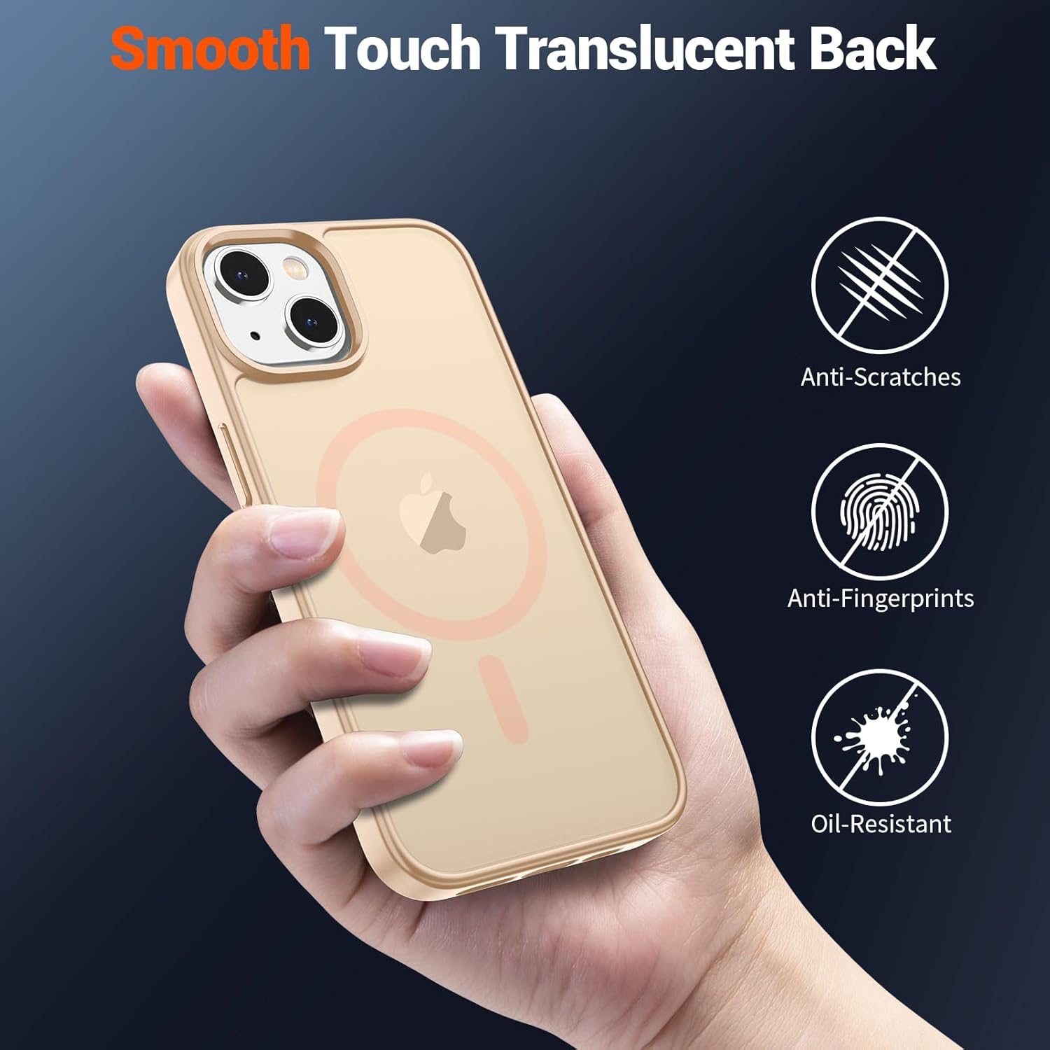 SUPFINE Magnetic for iPhone 14 Case & iPhone 13 Case (Compatible with MagSafe) (Military Grade Drop Protection) Slim Translucent Matte Shockproof Phone Cover,Sand Pink