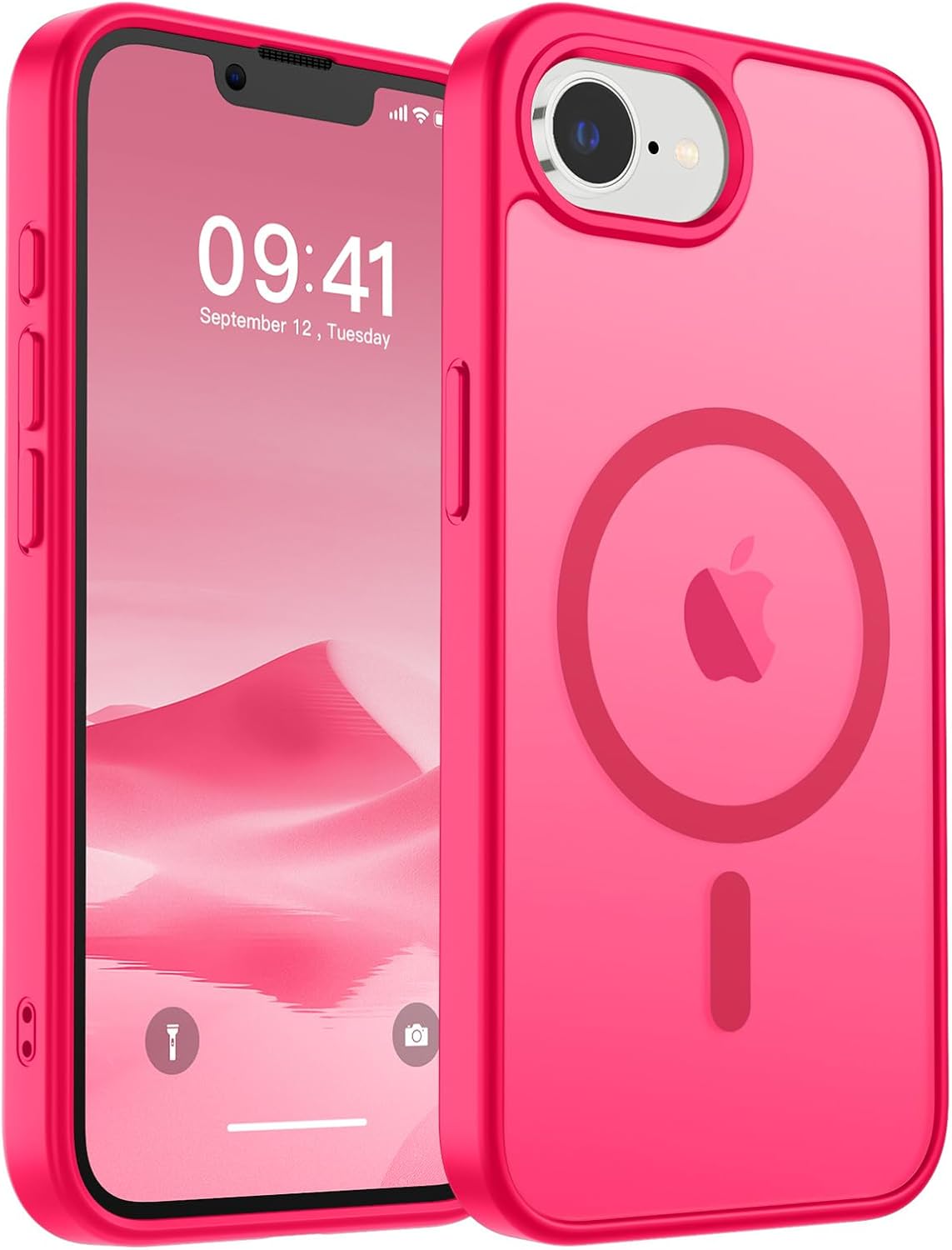 SUPFINE Magnetic for iPhone 14 Case & iPhone 13 Case (Compatible with MagSafe)(Military Grade Drop Protection) Translucent Matte Shockproof Phone Cover,Black