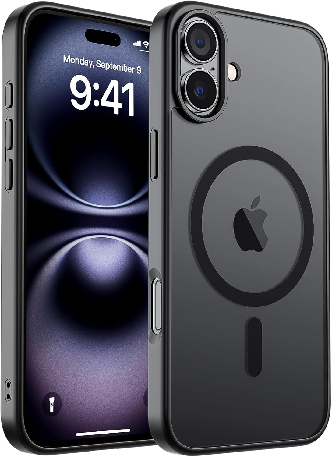 SUPFINE Magnetic for iPhone 14 Case & iPhone 13 Case (Compatible with MagSafe)(Military Grade Drop Protection) Translucent Matte Shockproof Phone Cover,Black