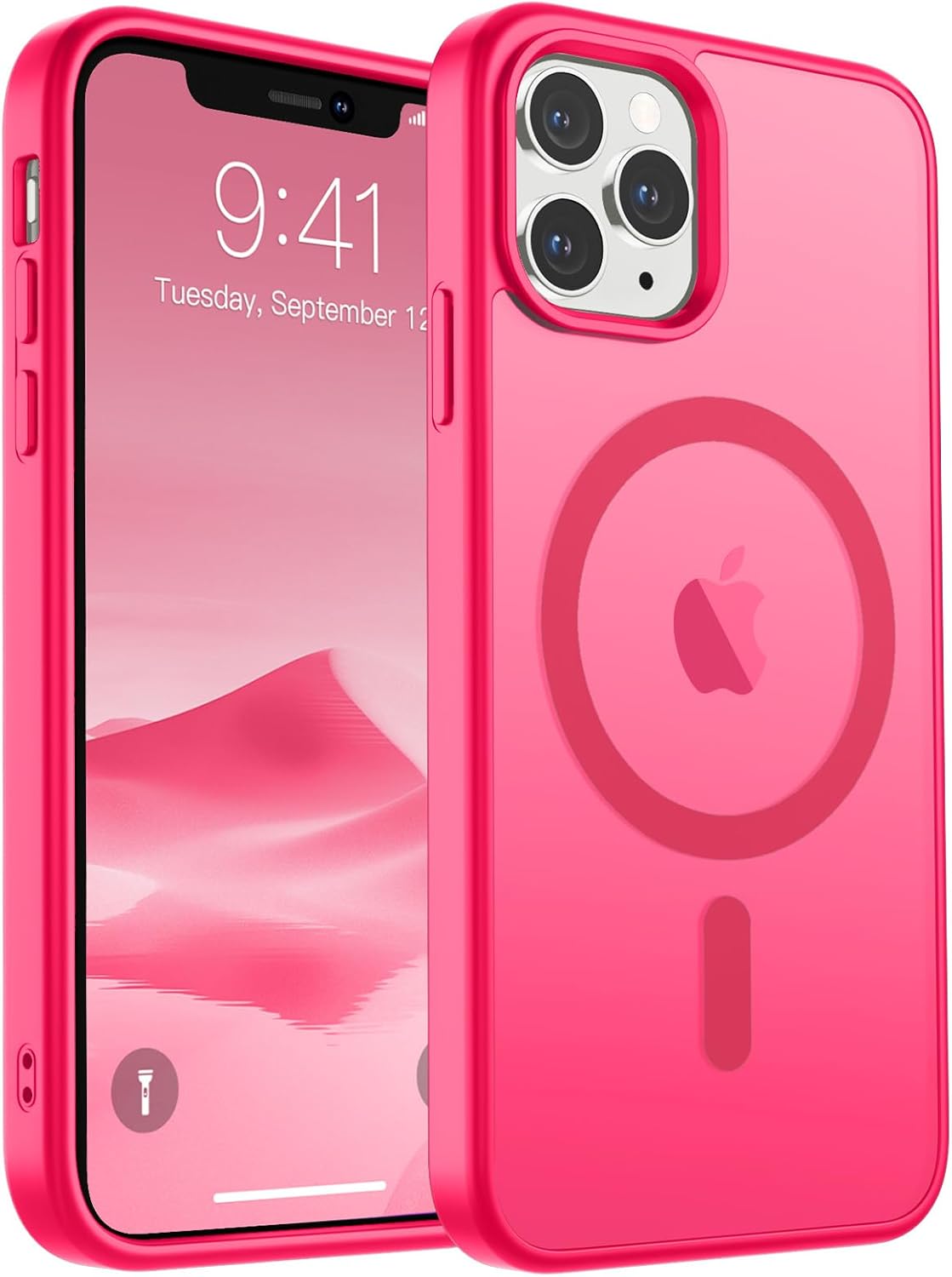 SUPFINE Magnetic for iPhone 14 Case & iPhone 13 Case (Compatible with MagSafe)(Military Grade Drop Protection) Translucent Matte Shockproof Phone Cover,Black