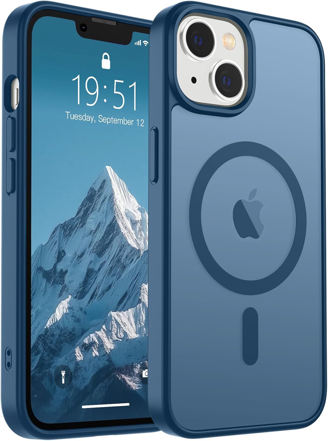 SUPFINE Magnetic for iPhone 14 Case & iPhone 13 Case (Compatible with MagSafe)(Military Grade Drop Protection) Translucent Matte Shockproof Phone Cover,Black