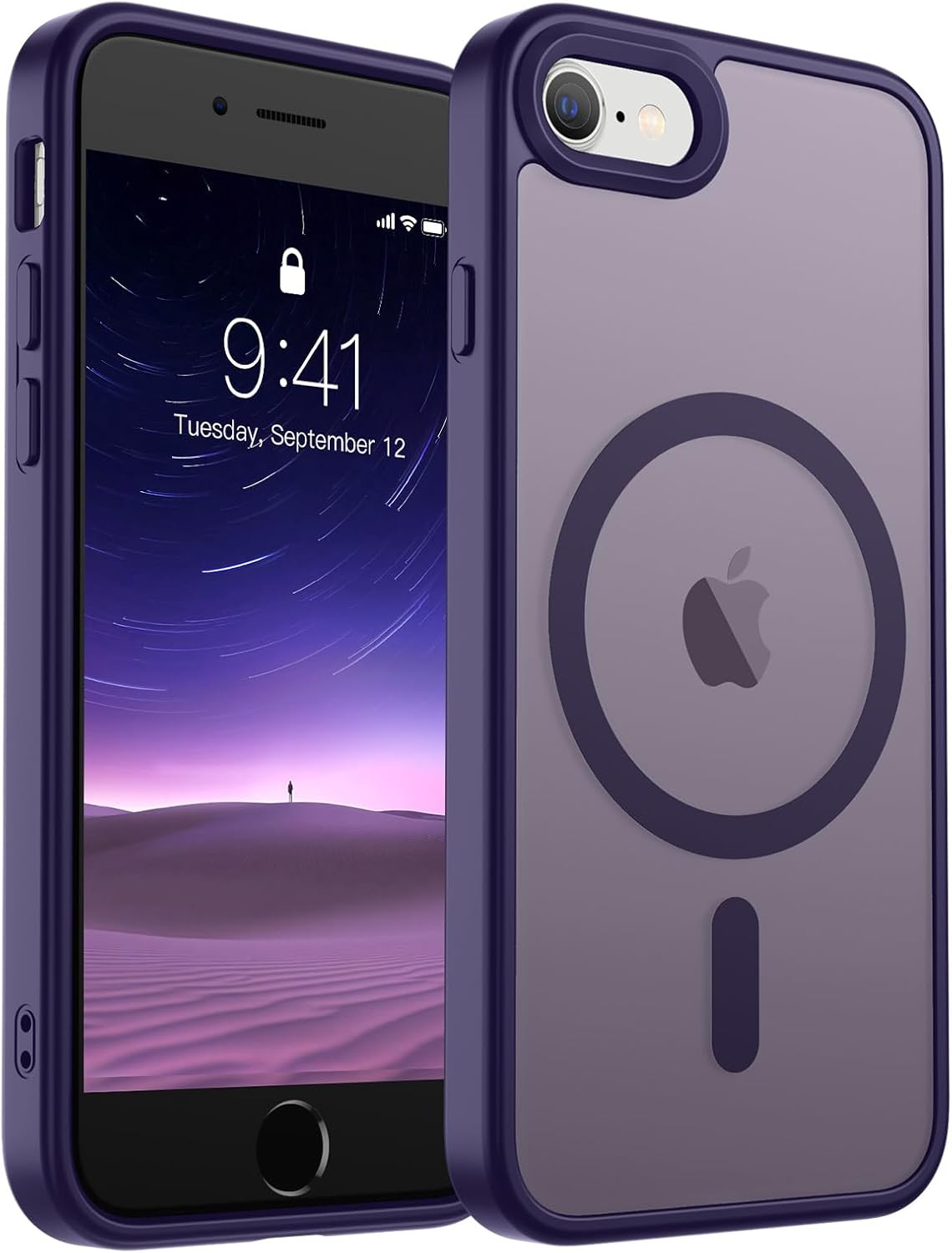 SUPFINE Magnetic for iPhone 14 Case & iPhone 13 Case (Compatible with MagSafe)(Military Grade Drop Protection) Translucent Matte Shockproof Phone Cover,Black