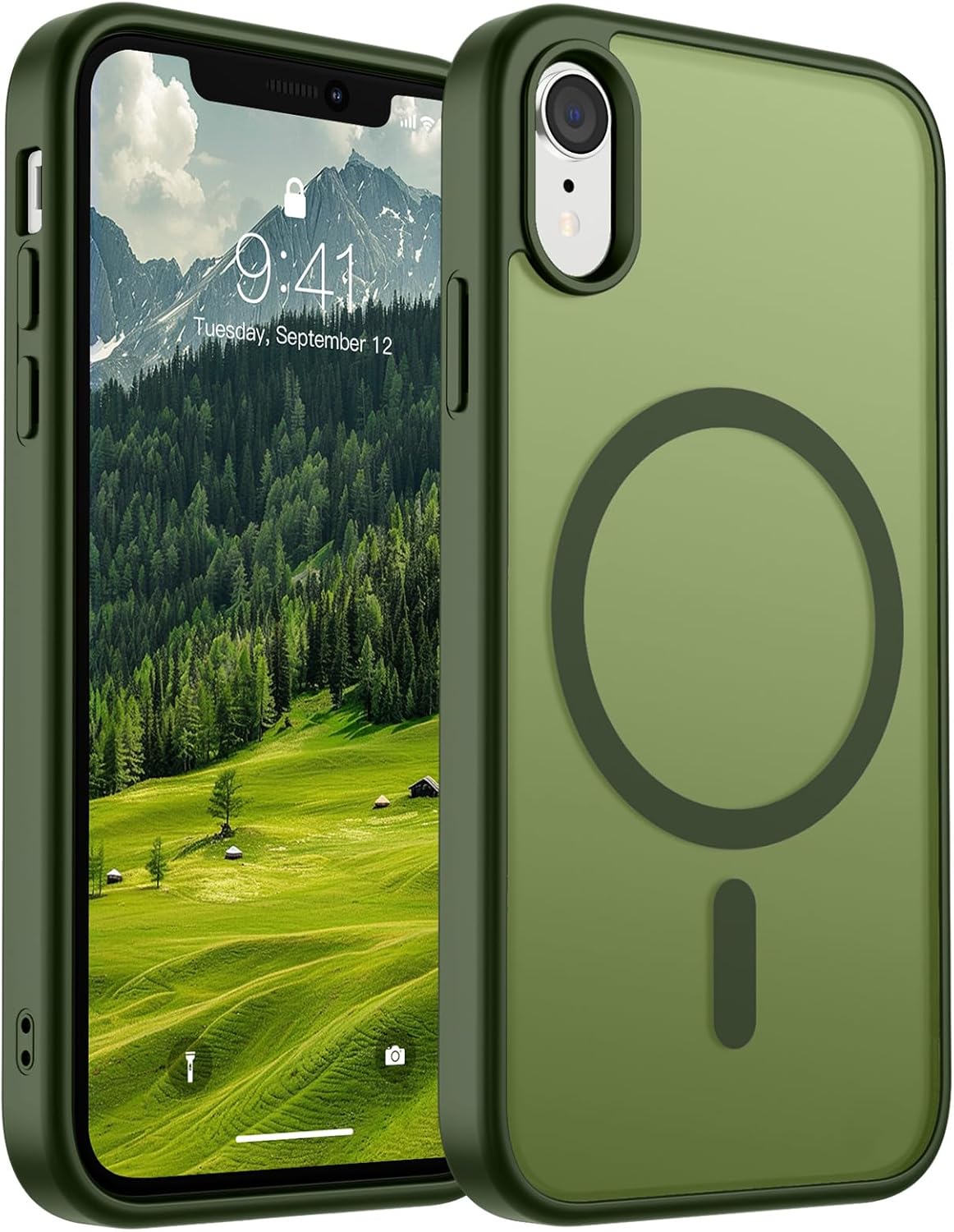 SUPFINE Magnetic for iPhone 14 Case & iPhone 13 Case (Compatible with MagSafe)(Military Grade Drop Protection) Translucent Matte Shockproof Phone Cover,Black