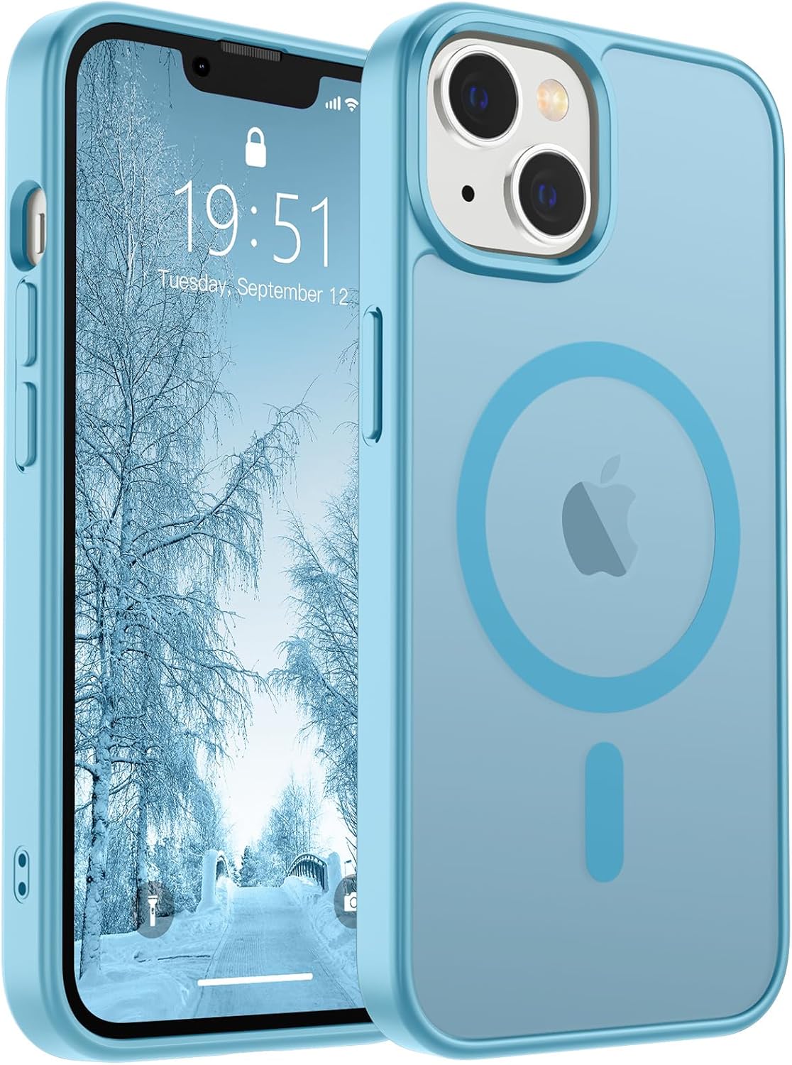 SUPFINE Magnetic for iPhone 14 Case & iPhone 13 Case (Compatible with MagSafe)(Military Grade Drop Protection) Translucent Matte Shockproof Phone Cover,Black