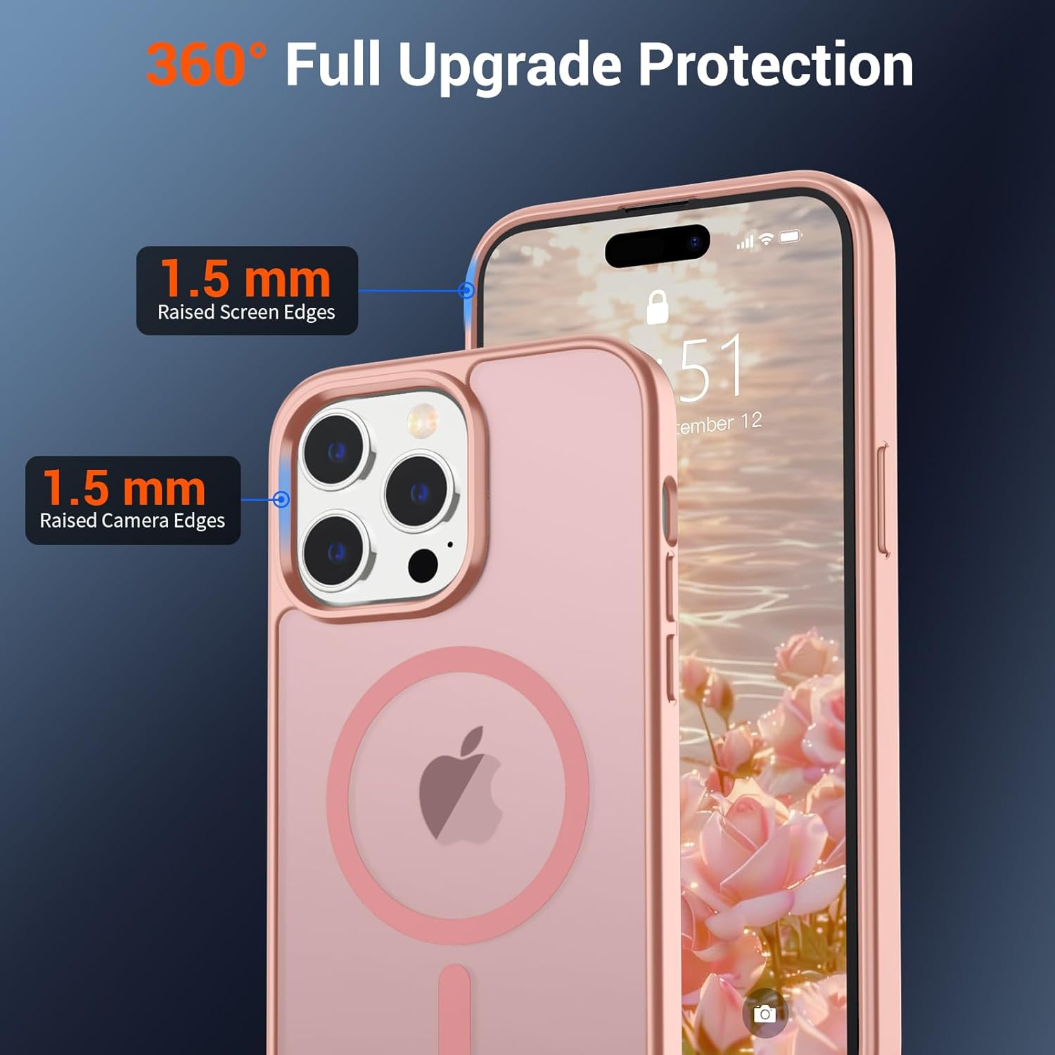 SUPFINE Magnetic for iPhone 14 Pro Case (Compatible with MagSafe) (Military Grade Drop Protection) Slim Translucent Matte Shockproof with Anti-Fingerprint Phone Case,Pink