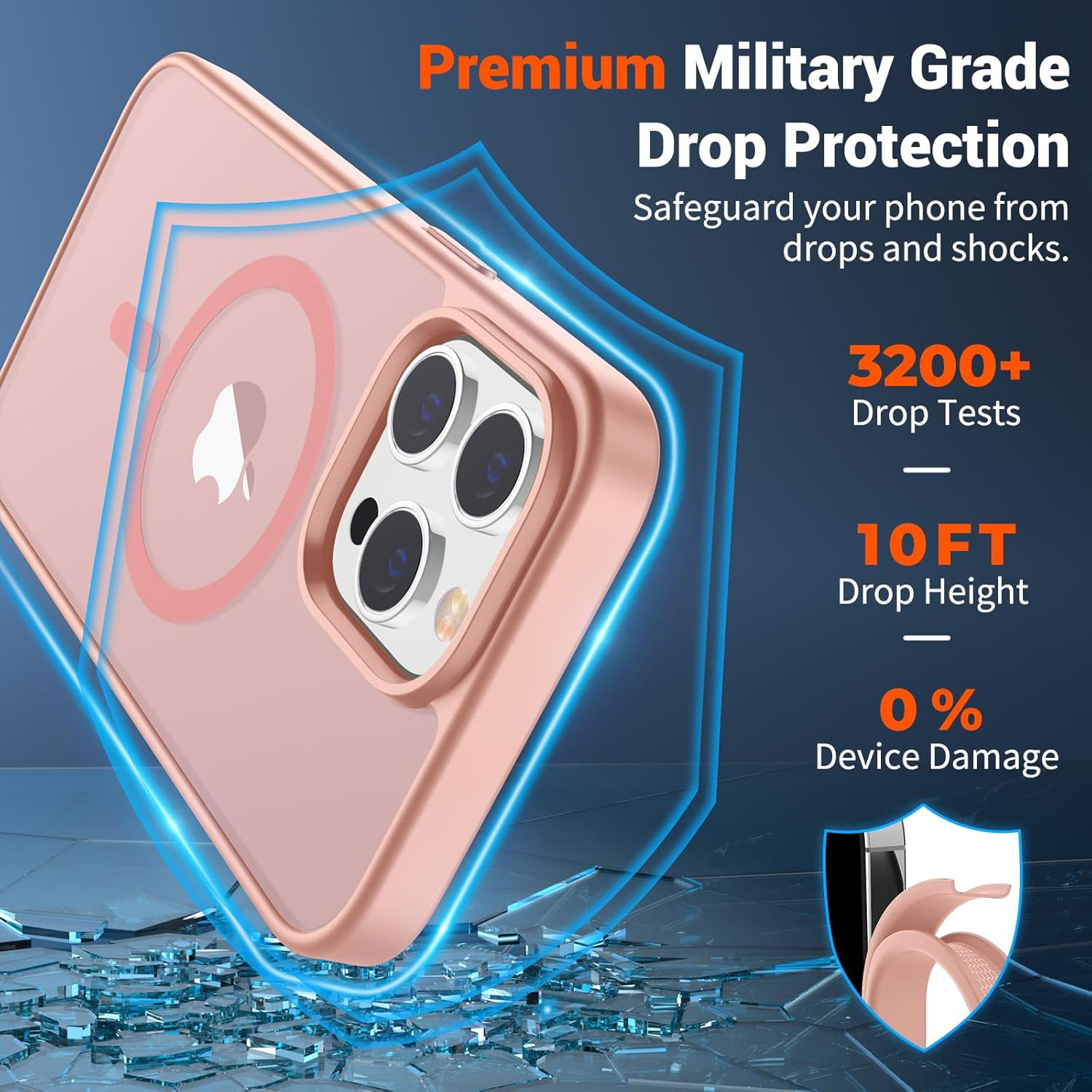 SUPFINE Magnetic for iPhone 14 Pro Case (Compatible with MagSafe) (Military Grade Drop Protection) Slim Translucent Matte Shockproof with Anti-Fingerprint Phone Case,Pink