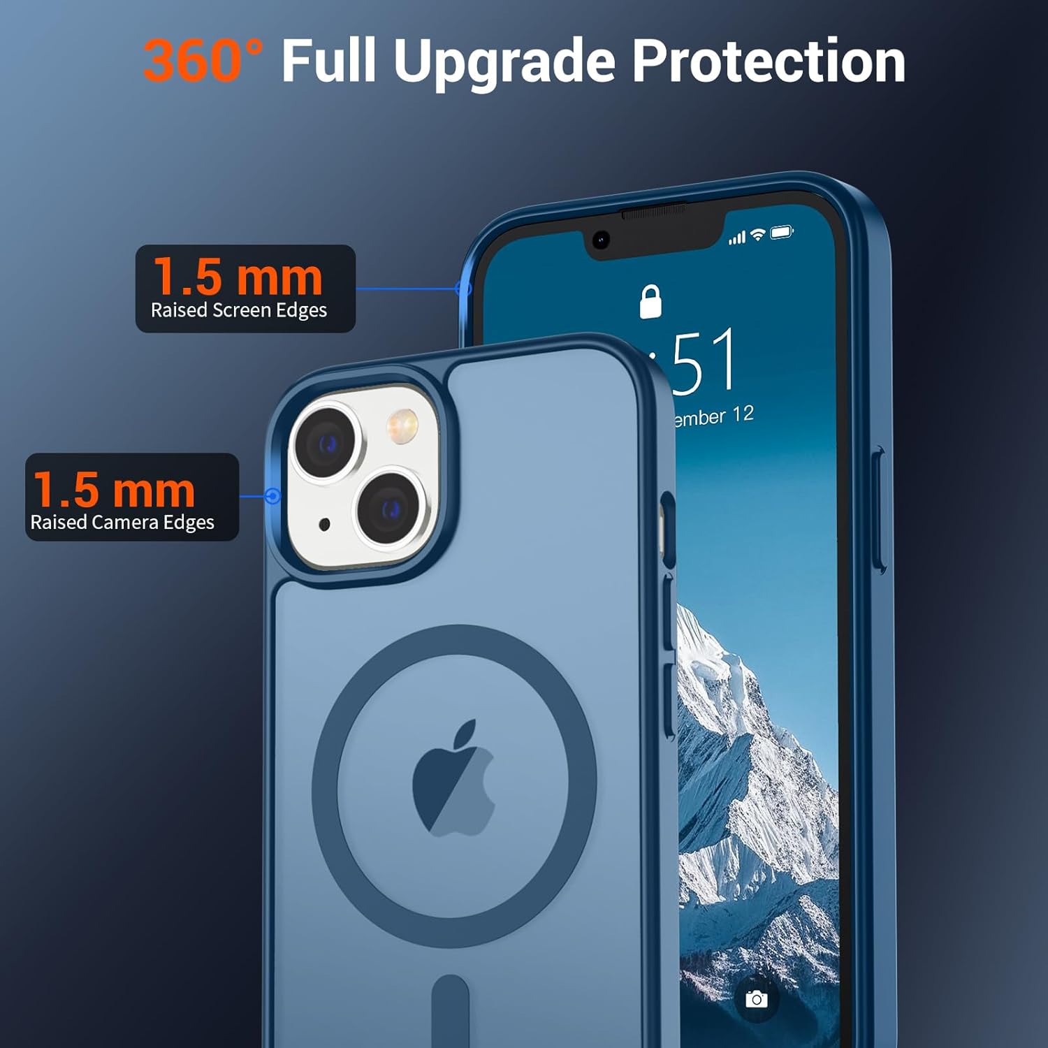 SUPFINE Magnetic for iPhone 15 Plus Case & iPhone 14 Plus Case(Compatible with MagSafe) (Military Grade Drop Protection) Slim Translucent Shockproof with Anti-Fingerprint Phone Case,Deep Blue