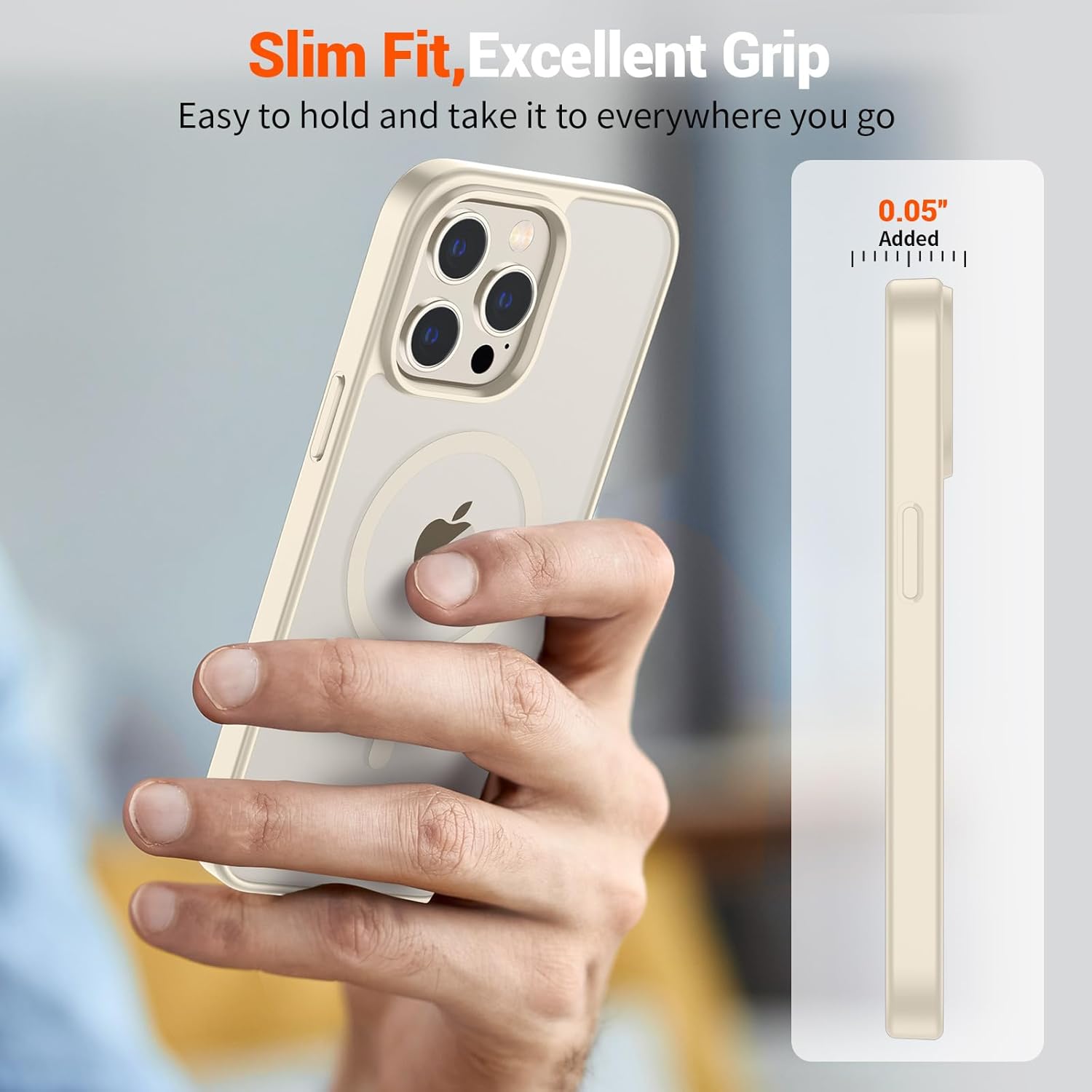 SUPFINE Magnetic for iPhone 15 Pro Case (Compatible with MagSafe) (Military Grade Drop Protection) Slim Translucent Matte Shockproof with Anti-Fingerprint Phone Case,Antique White