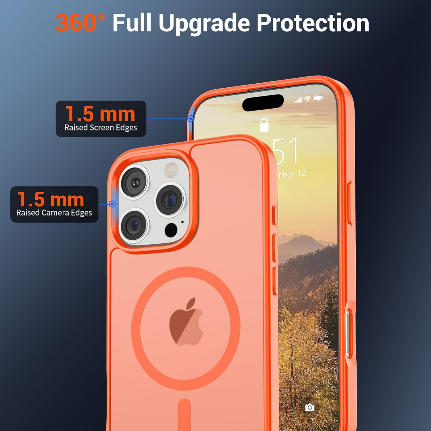 SUPFINE Magnetic for iPhone 16 Pro Max Case (Compatible with MagSafe) (Military Grade Drop Protection) Slim Translucent Matte Shockproof with Anti-Fingerprint Phone Case,Orange