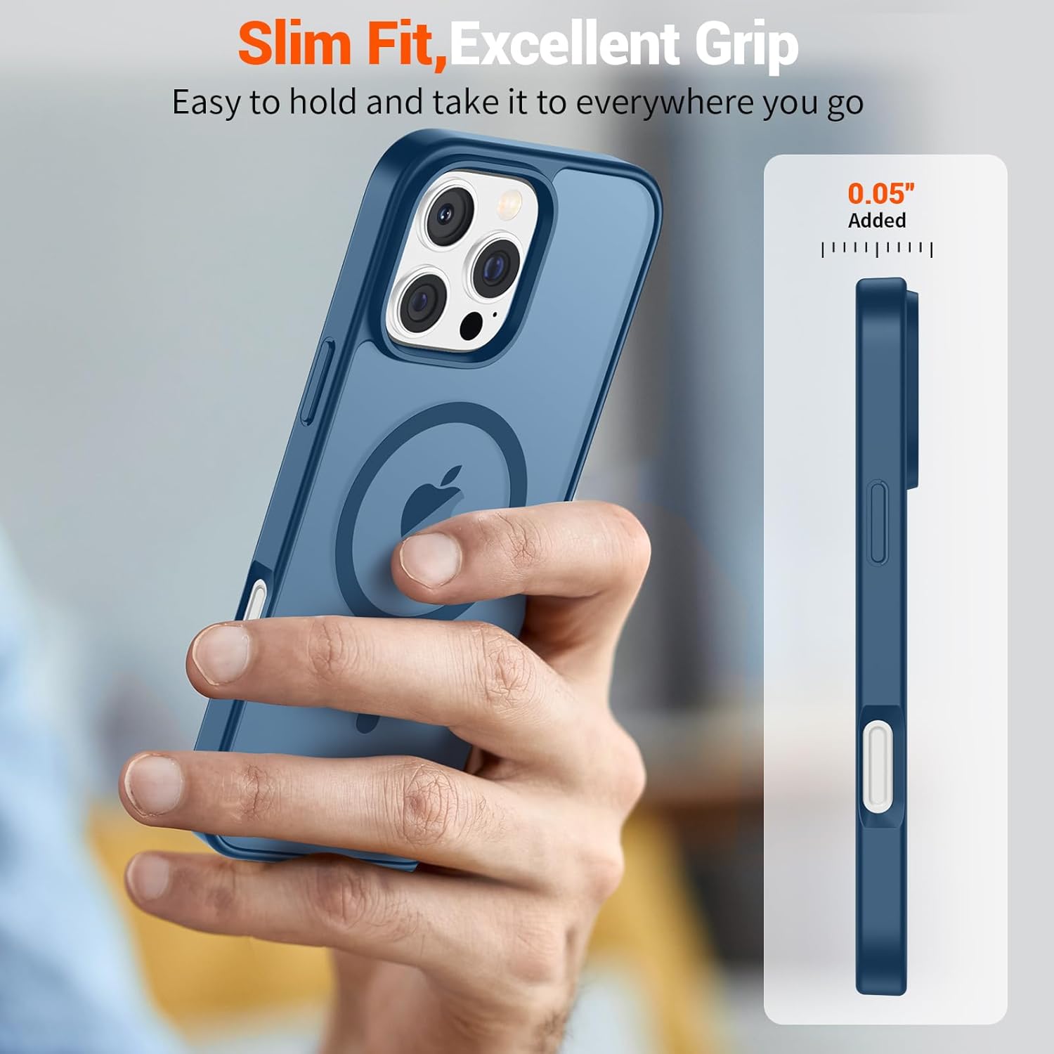 SUPFINE Magnetic for iPhone 16 Pro Max Case (Compatible with MagSafe) (Military Grade Drop Protection) Slim Translucent Matte Shockproof with Anti-Fingerprint Phone Case, Deep Blue