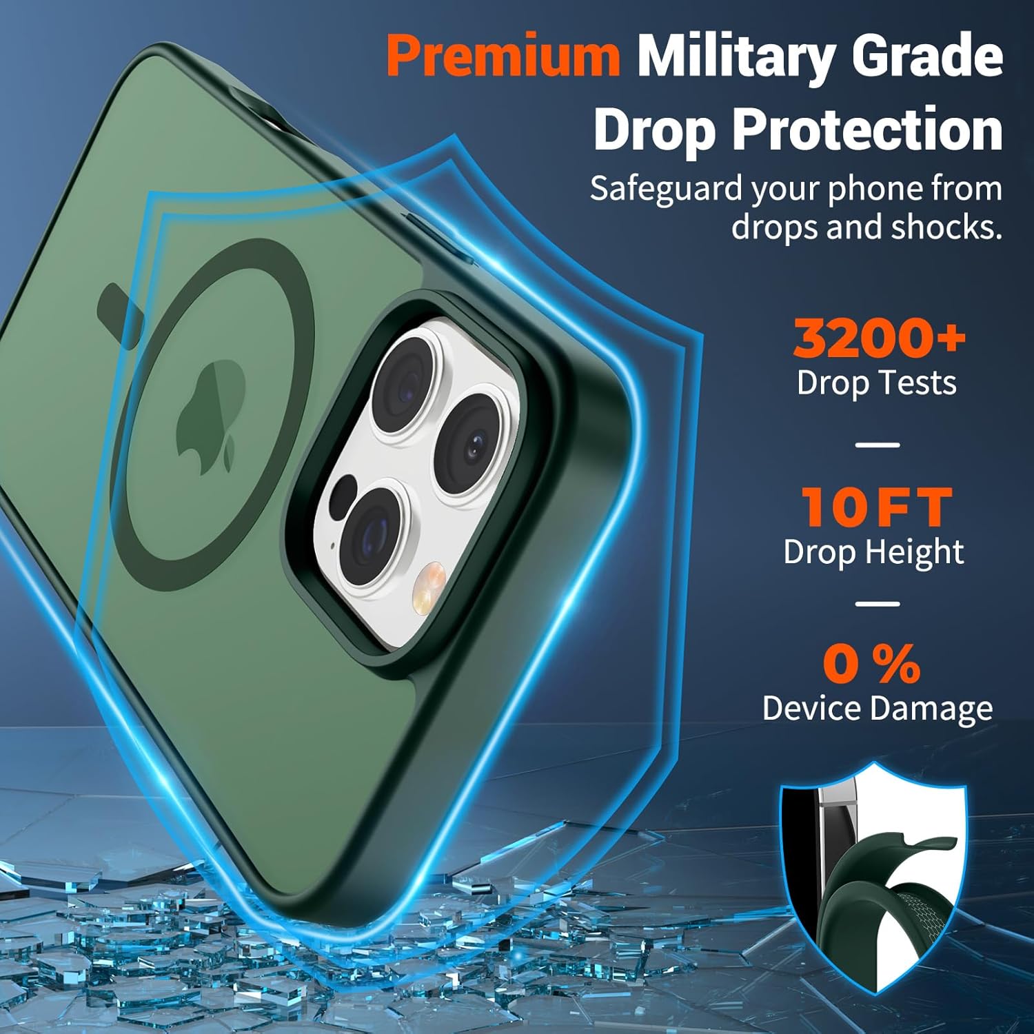 SUPFINE Magnetic for iPhone 16 Pro Max Case (Compatible with MagSafe) (Military Grade Drop Protection) Slim Translucent Matte Shockproof with Anti-Fingerprint Phone Case,Forest Green