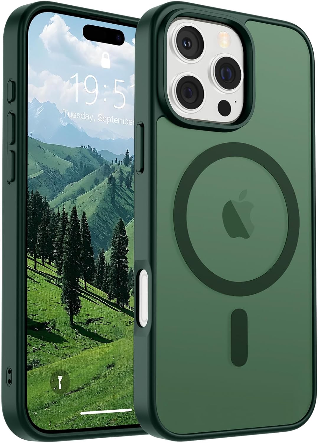 SUPFINE Magnetic for iPhone 16 Pro Max Case (Compatible with MagSafe) (Military Grade Drop Protection) Slim Translucent Matte Shockproof with Anti-Fingerprint Phone Case,Forest Green