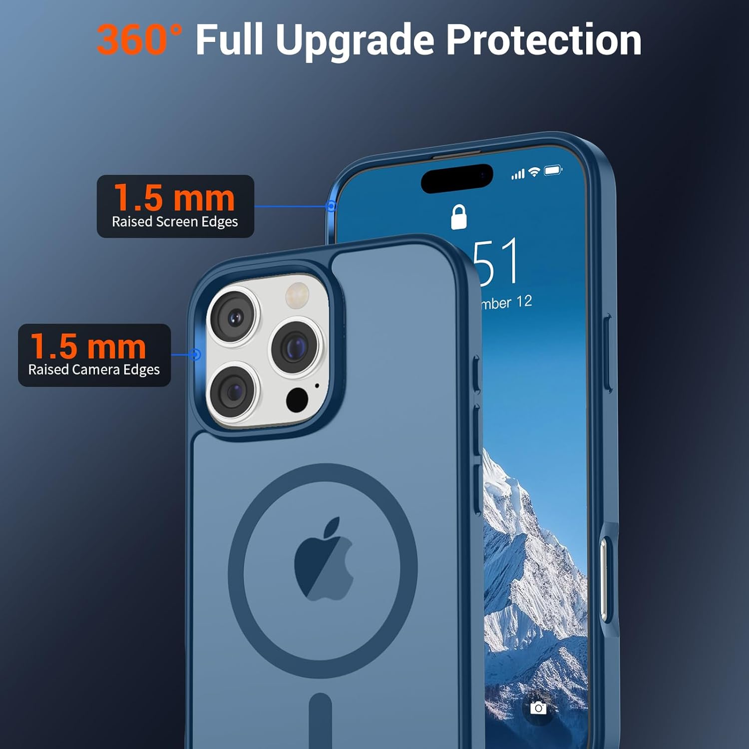 SUPFINE Magnetic for iPhone 16 Pro Max Case (Compatible with MagSafe) (Military Grade Drop Protection) Slim Translucent Matte Shockproof with Anti-Fingerprint Phone Case, Deep Blue